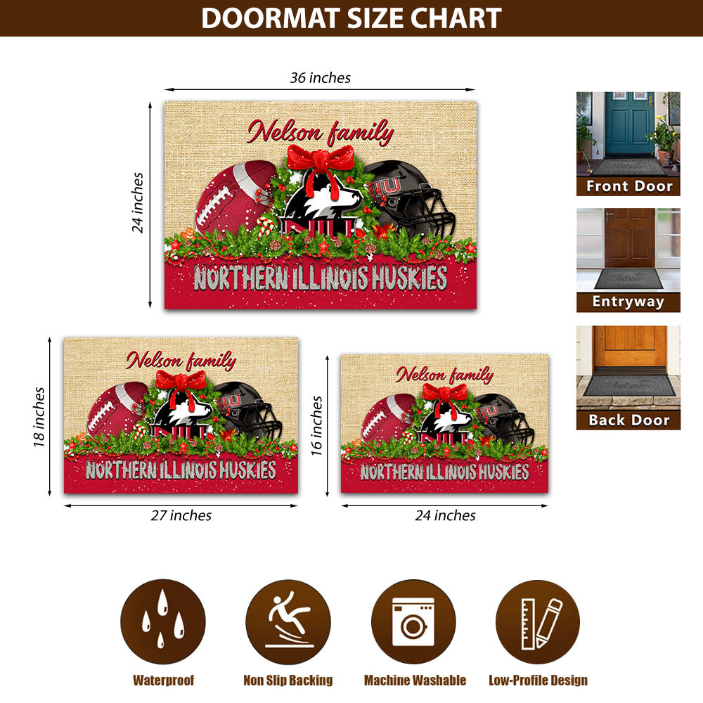 Northern Illinois Huskies Doormat Personalized Your Name, Sport Team Doormat, Christmas Gifts For Football Fan, Home Decor ETHY-52726