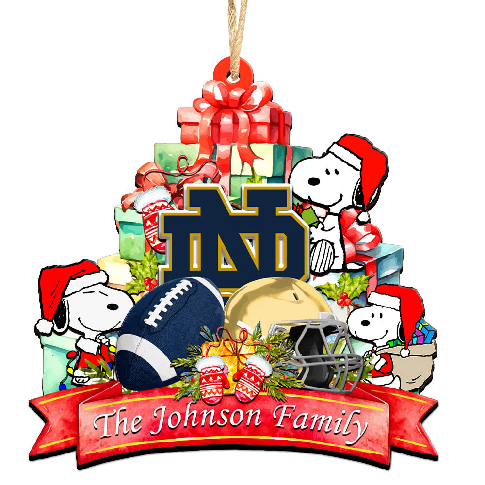 Notre Dame Fighting Irish 2 Layered Wooden Ornament Personalized Your Family Name, Sport And SN Ornament, Christmas Gifts For Sport Fan, Sport Home Decorations ETHY-52262