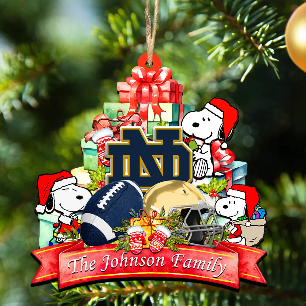Notre Dame Fighting Irish 2 Layered Wooden Ornament Personalized Your Family Name, Sport And SN Ornament, Christmas Gifts For Sport Fan, Sport Home Decorations ETHY-52262