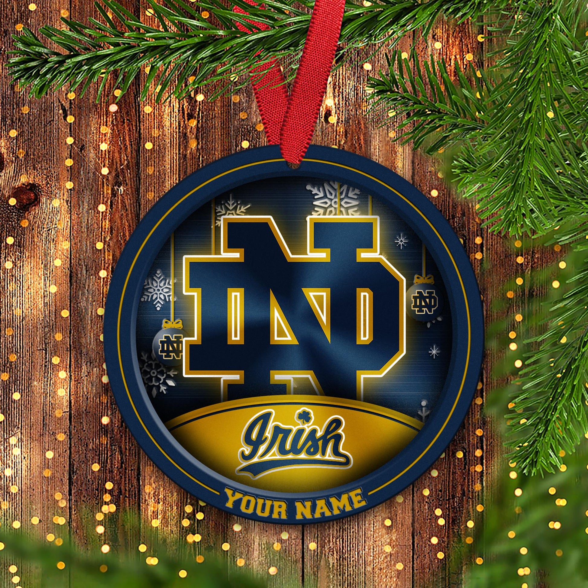 Notre Dame Fighting Irish Circle Aluminium Custom Ornament 2 Side Trending New Arrivals H52912 ETUG311023