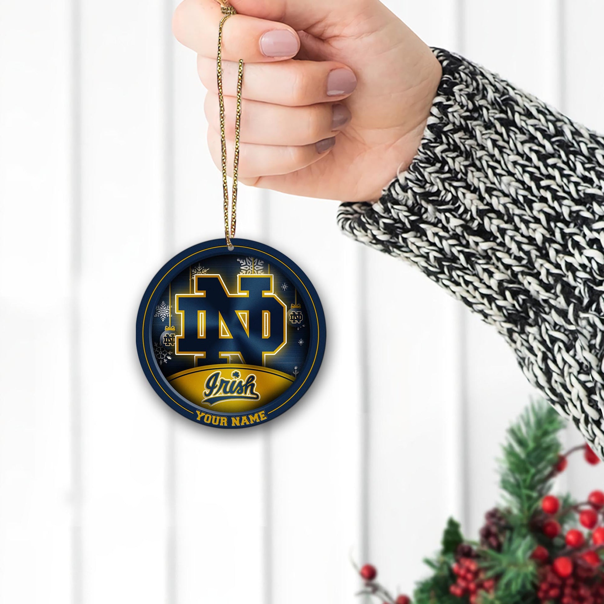 Notre Dame Fighting Irish Circle Aluminium Custom Ornament 2 Side Trending New Arrivals H52912 ETUG311023