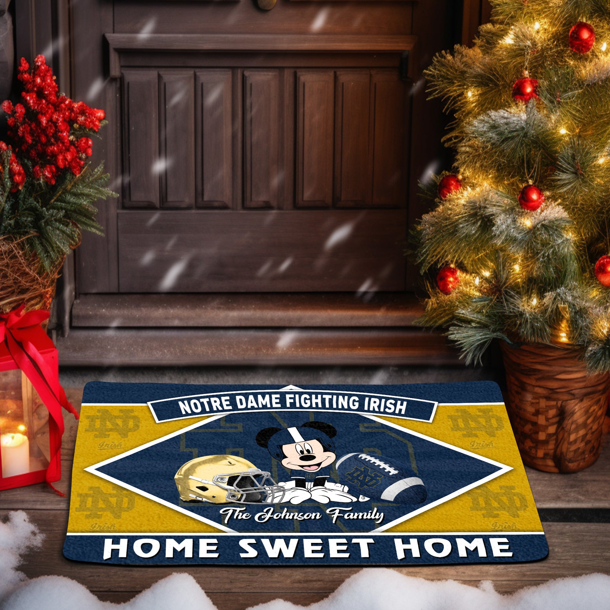 Notre Dame Fighting Irish Doormat Custom Your Family Name, Sport Team And MK Doormat, FootBall Fan Gifts EHIVM-52722