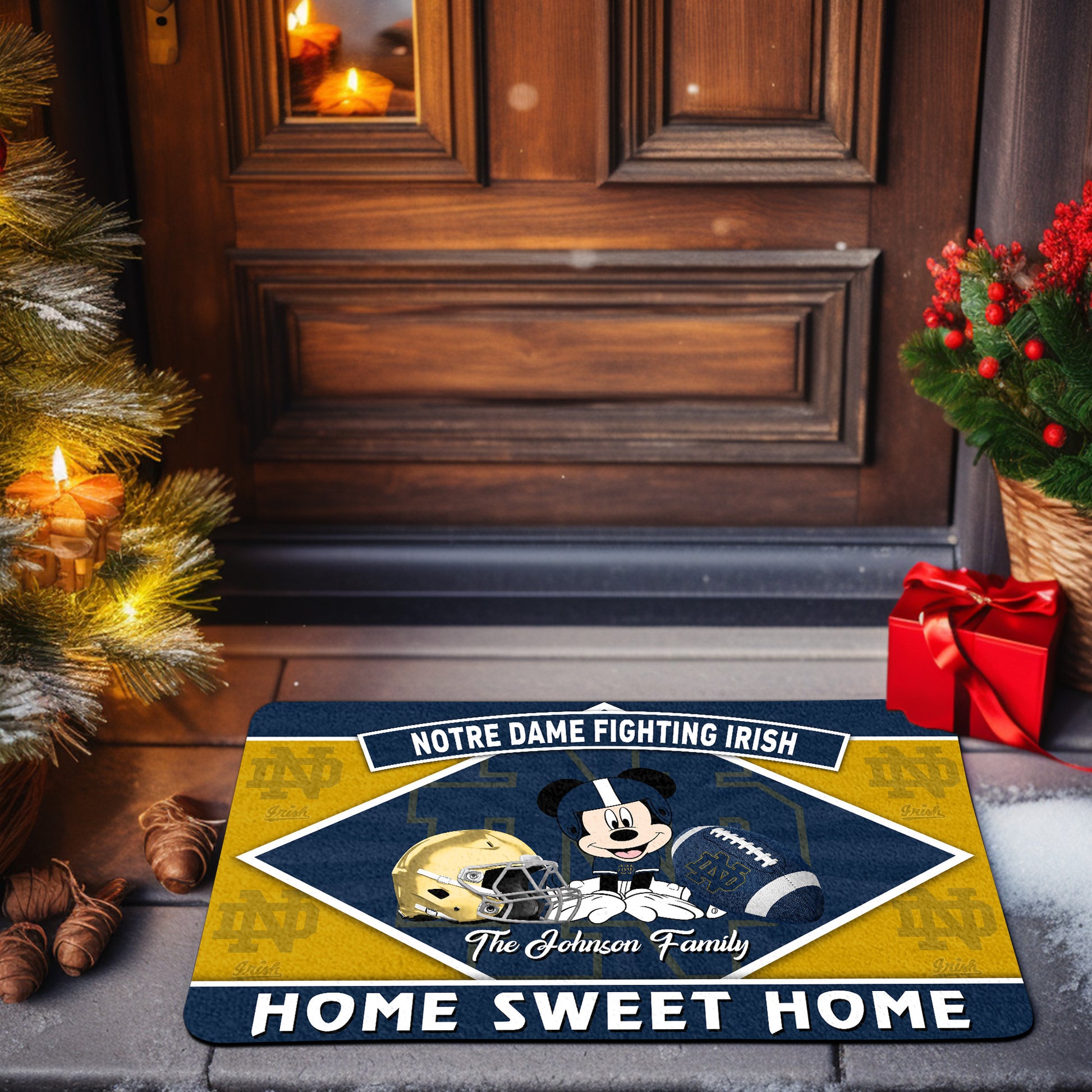 Notre Dame Fighting Irish Doormat Custom Your Family Name, Sport Team And MK Doormat, FootBall Fan Gifts EHIVM-52722