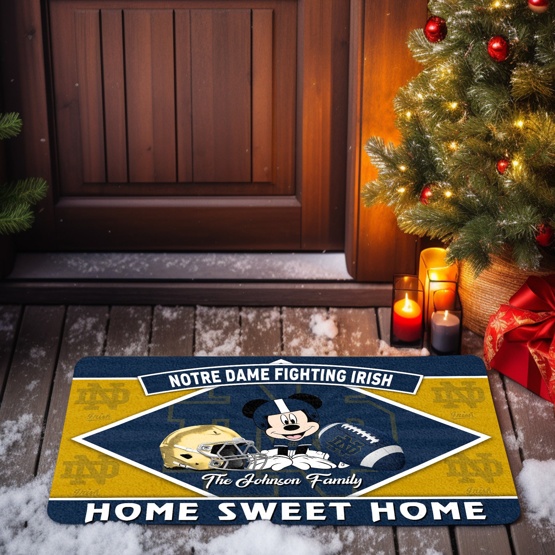 Notre Dame Fighting Irish Doormat Custom Your Family Name, Sport Team And MK Doormat, FootBall Fan Gifts EHIVM-52722
