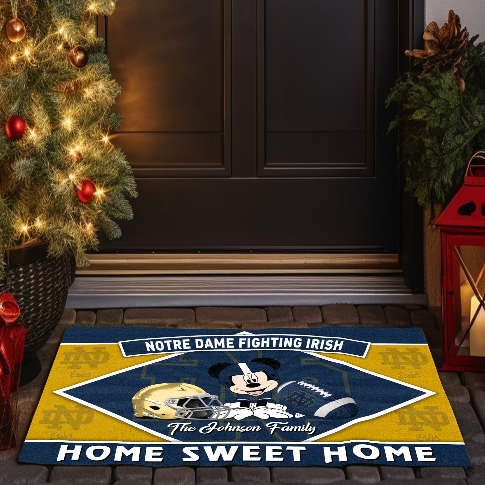 Notre Dame Fighting Irish Doormat Custom Your Family Name, Sport Team And MK Doormat, FootBall Fan Gifts EHIVM-52722
