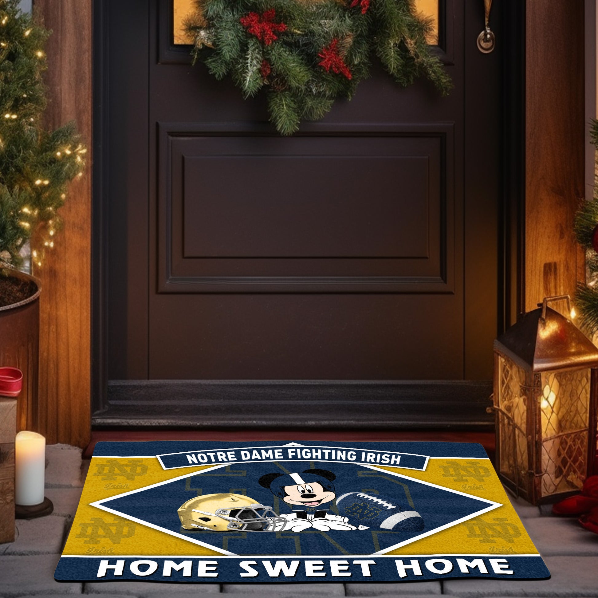 Notre Dame Fighting Irish Doormat, Sport Team And MK Doormat, FootBall Fan Gifts