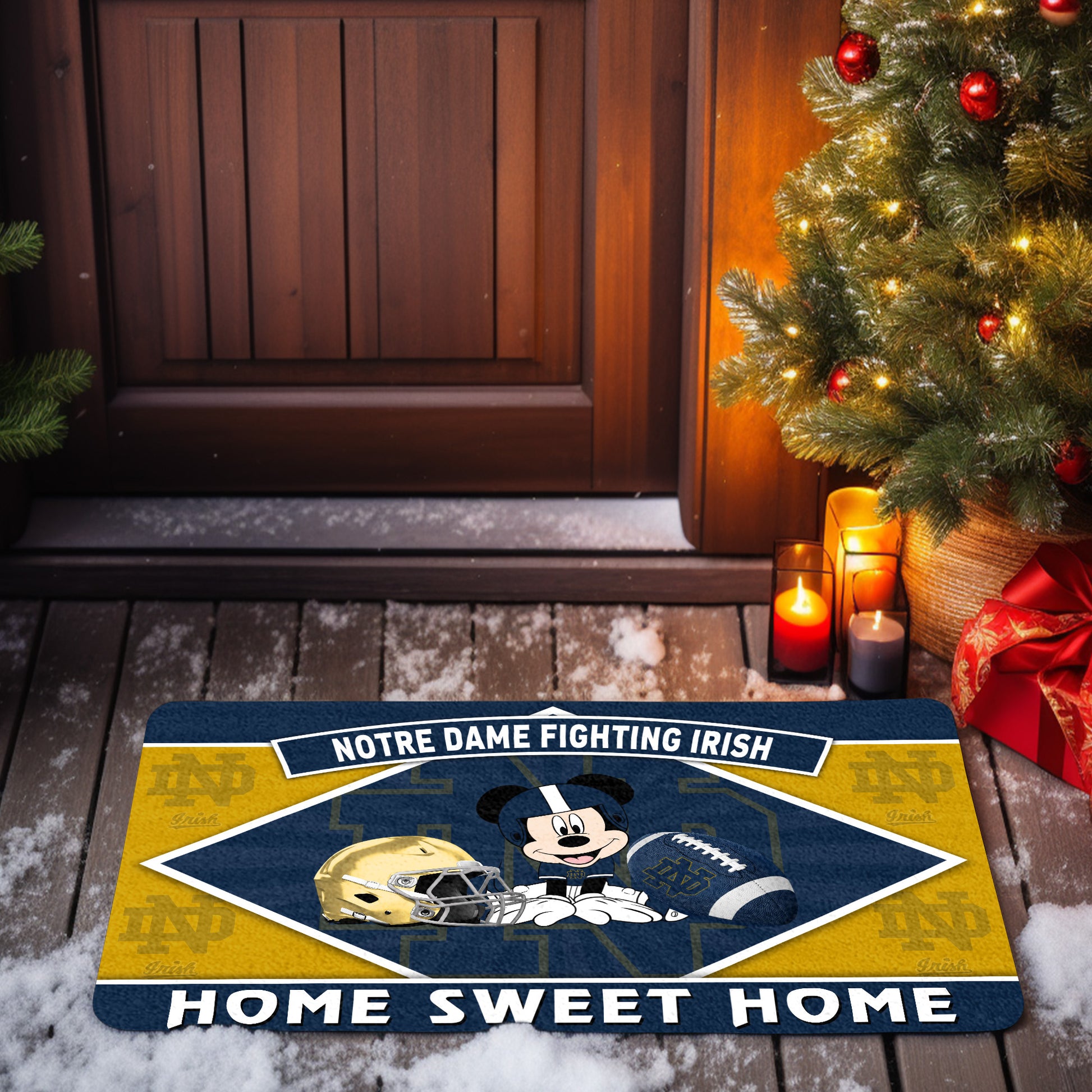 Notre Dame Fighting Irish Doormat, Sport Team And MK Doormat, FootBall Fan Gifts