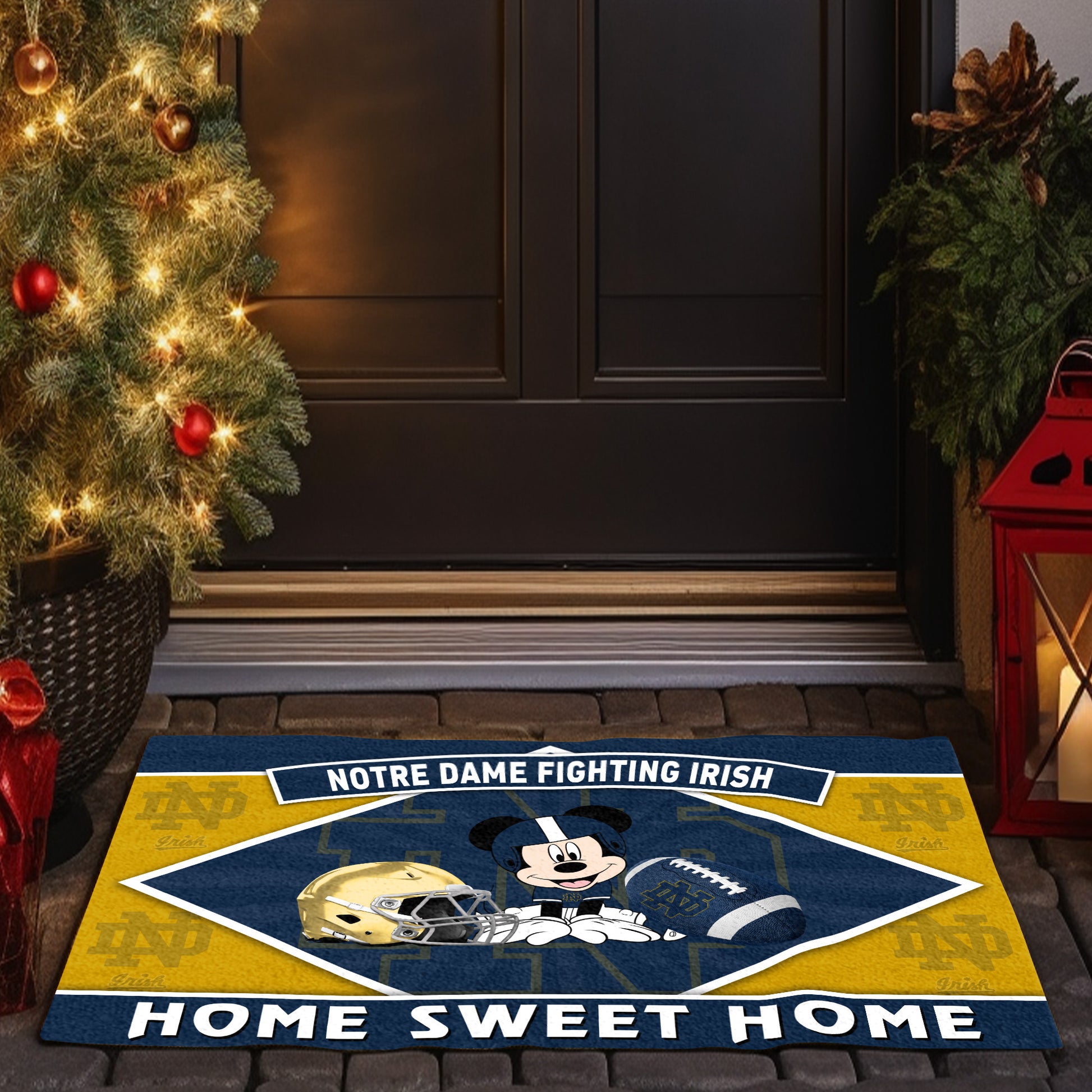 Notre Dame Fighting Irish Doormat, Sport Team And MK Doormat, FootBall Fan Gifts