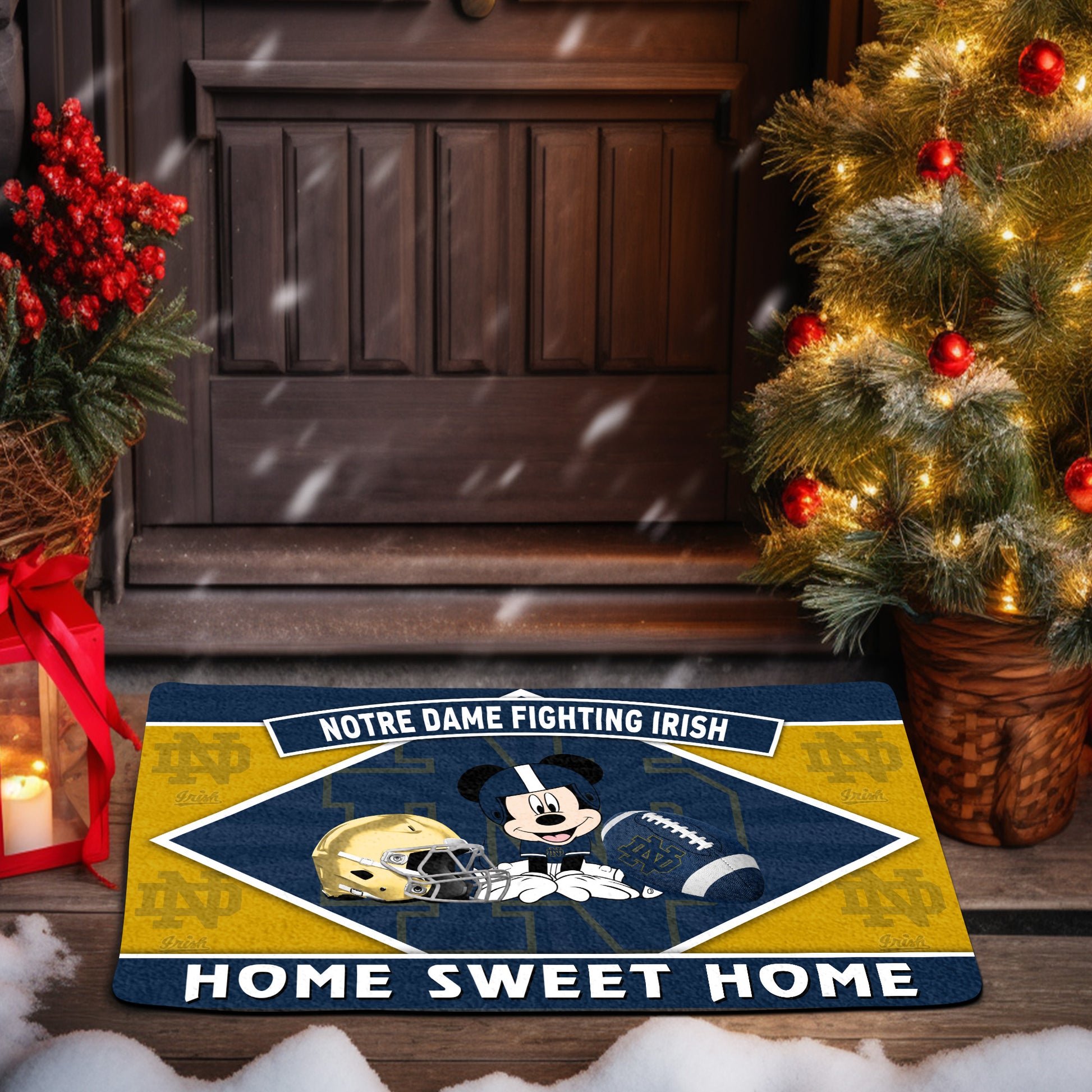 Notre Dame Fighting Irish Doormat, Sport Team And MK Doormat, FootBall Fan Gifts