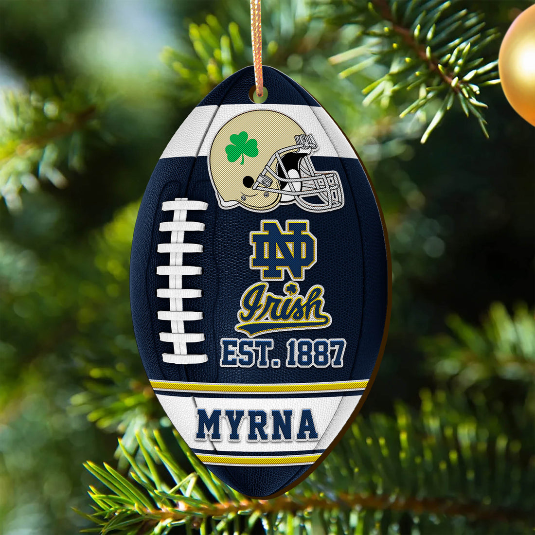 Notre Dame Fighting Irish Wooden Ornament 2 Sides Personalized Your Name, Sport Team Ornament, Sport Hanging Decorations, Sport Gifts