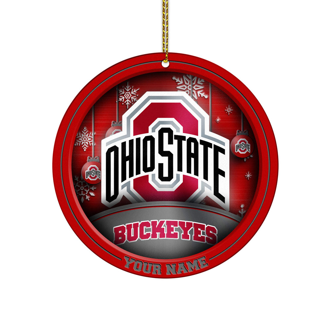 Ohio State Buckeyes Circle Aluminium Custom Ornament 2 Side Trending New Arrivals H52912 ETUG311023