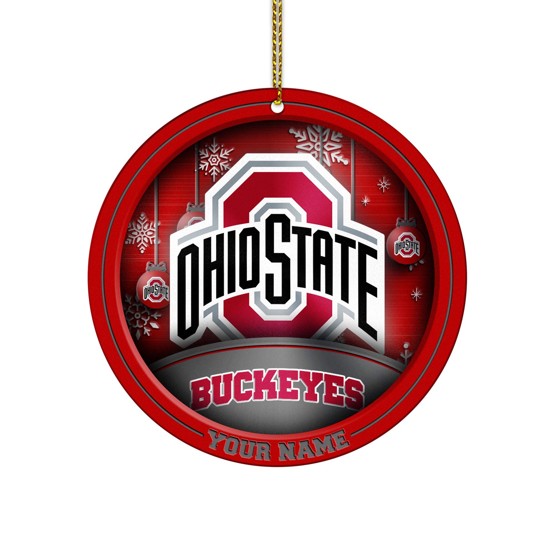 Ohio State Buckeyes Circle Aluminium Custom Ornament 2 Side Trending New Arrivals H52912 ETUG311023