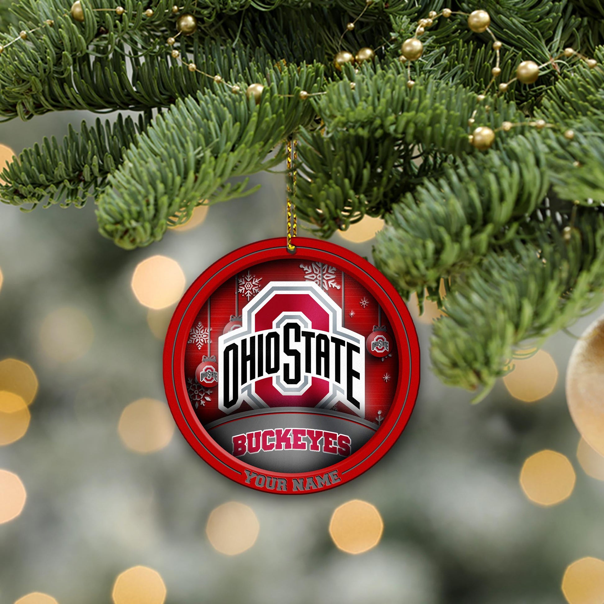 Ohio State Buckeyes Circle Aluminium Custom Ornament 2 Side Trending New Arrivals H52912 ETUG311023