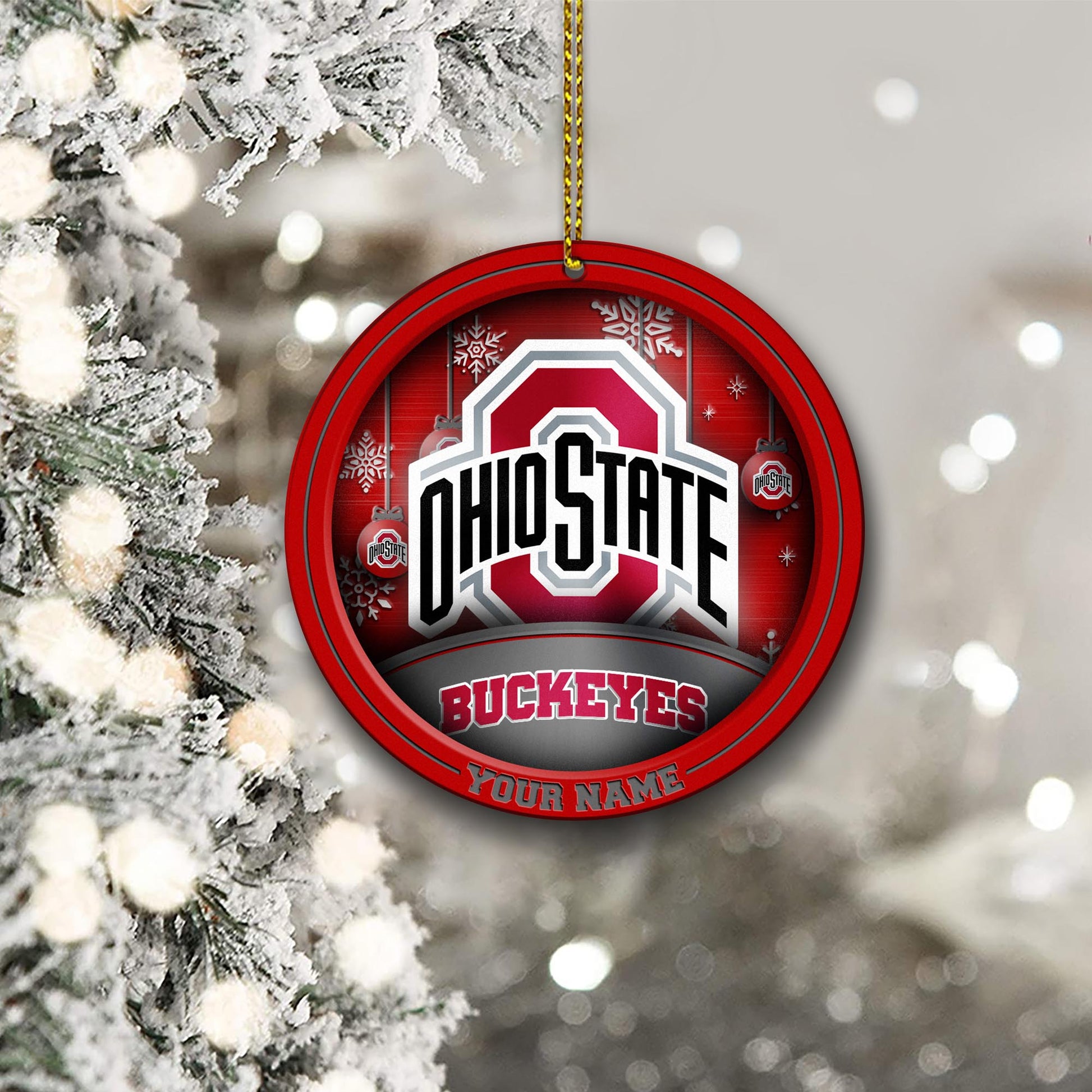 Ohio State Buckeyes Circle Aluminium Custom Ornament 2 Side Trending New Arrivals H52912 ETUG311023