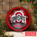 Ohio State Buckeyes Circle Aluminium Custom Ornament 2 Side Trending New Arrivals H52912 ETUG311023
