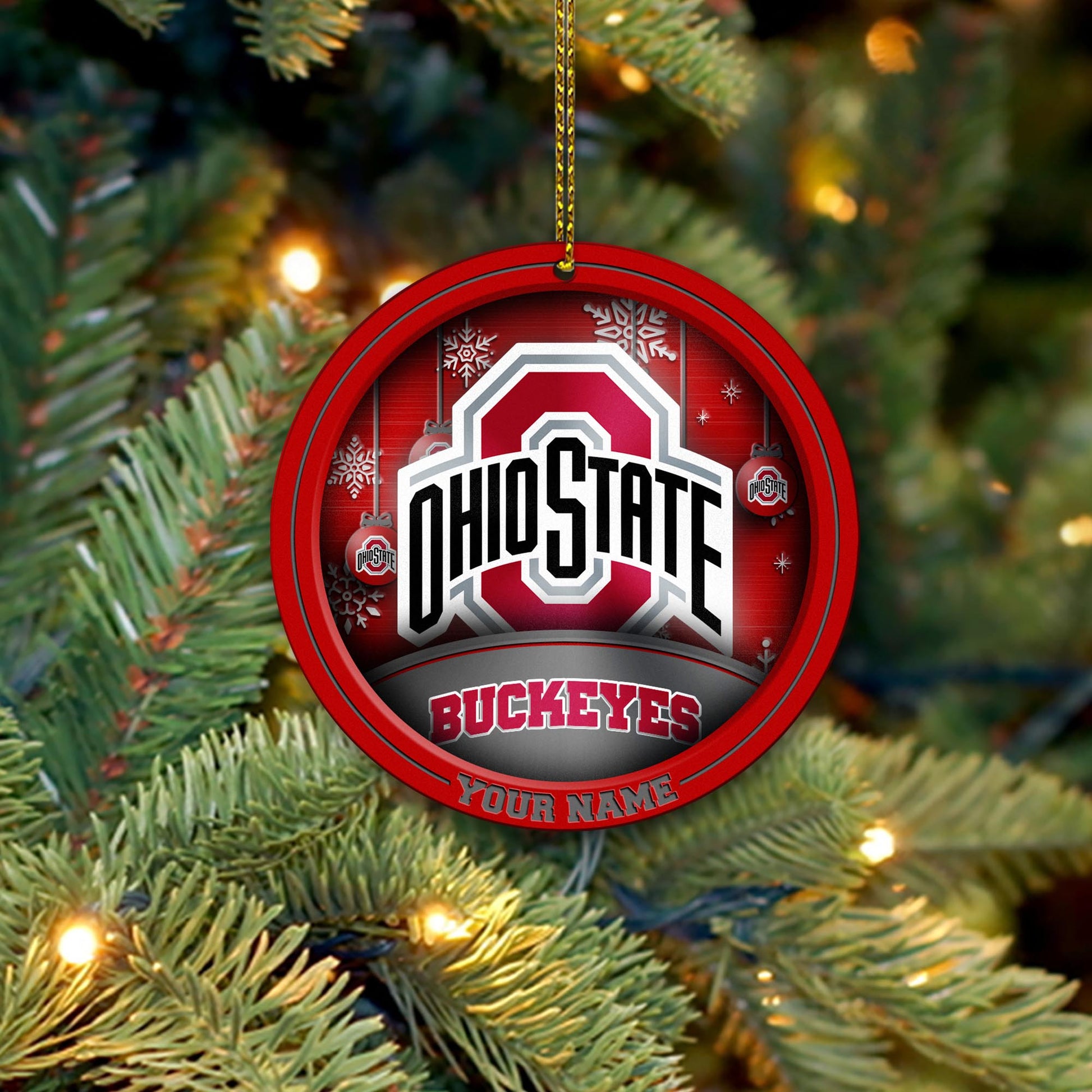 Ohio State Buckeyes Circle Aluminium Custom Ornament 2 Side Trending New Arrivals H52912 ETUG311023