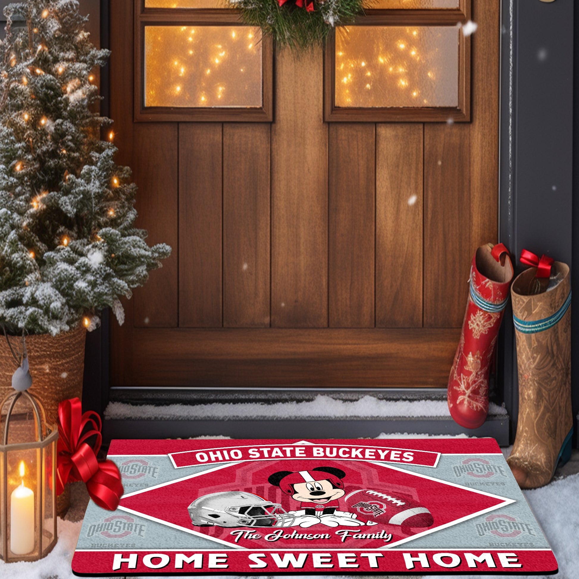 Ohio State Buckeyes Doormat Custom Your Family Name, Sport Team And MK Doormat, FootBall Fan Gifts EHIVM-52722