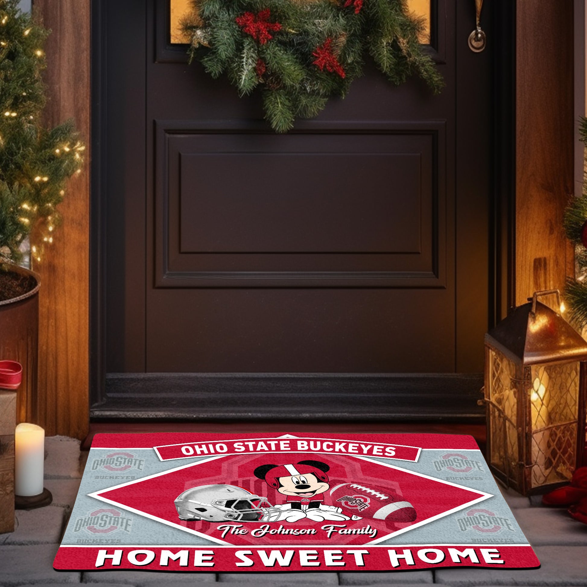 Ohio State Buckeyes Doormat Custom Your Family Name, Sport Team And MK Doormat, FootBall Fan Gifts EHIVM-52722