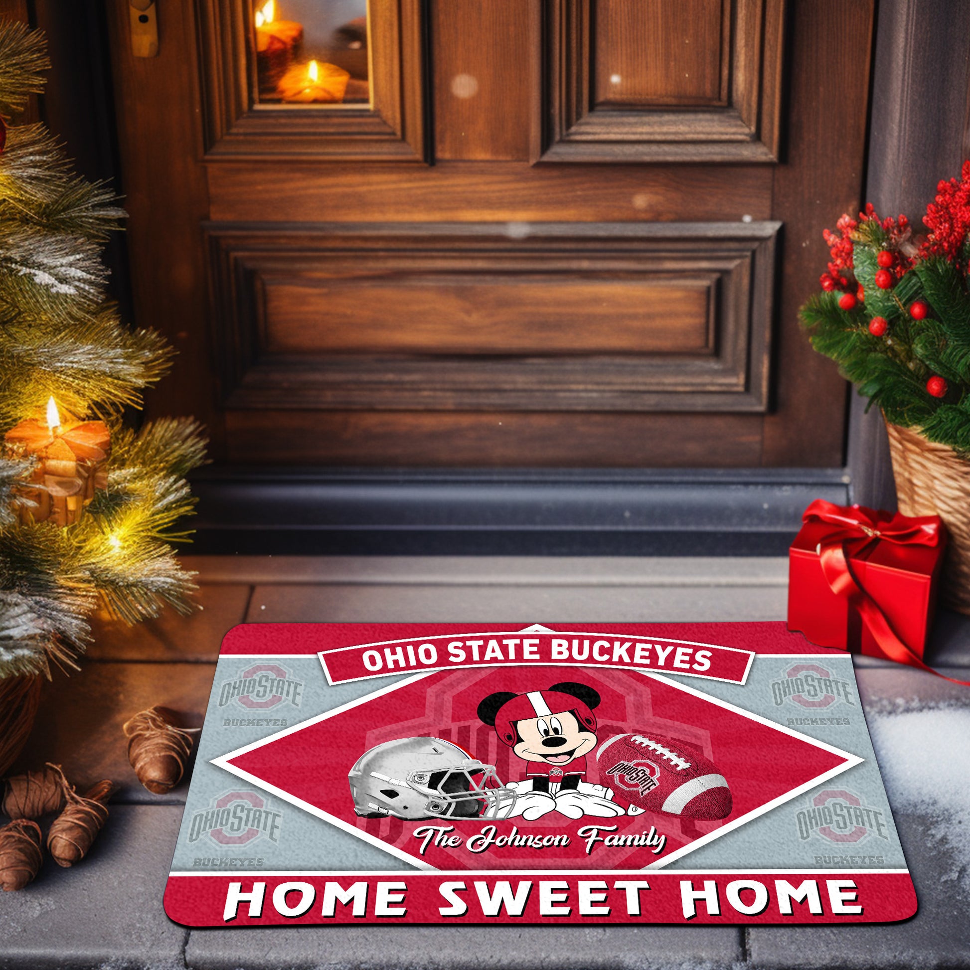 Ohio State Buckeyes Doormat Custom Your Family Name, Sport Team And MK Doormat, FootBall Fan Gifts EHIVM-52722