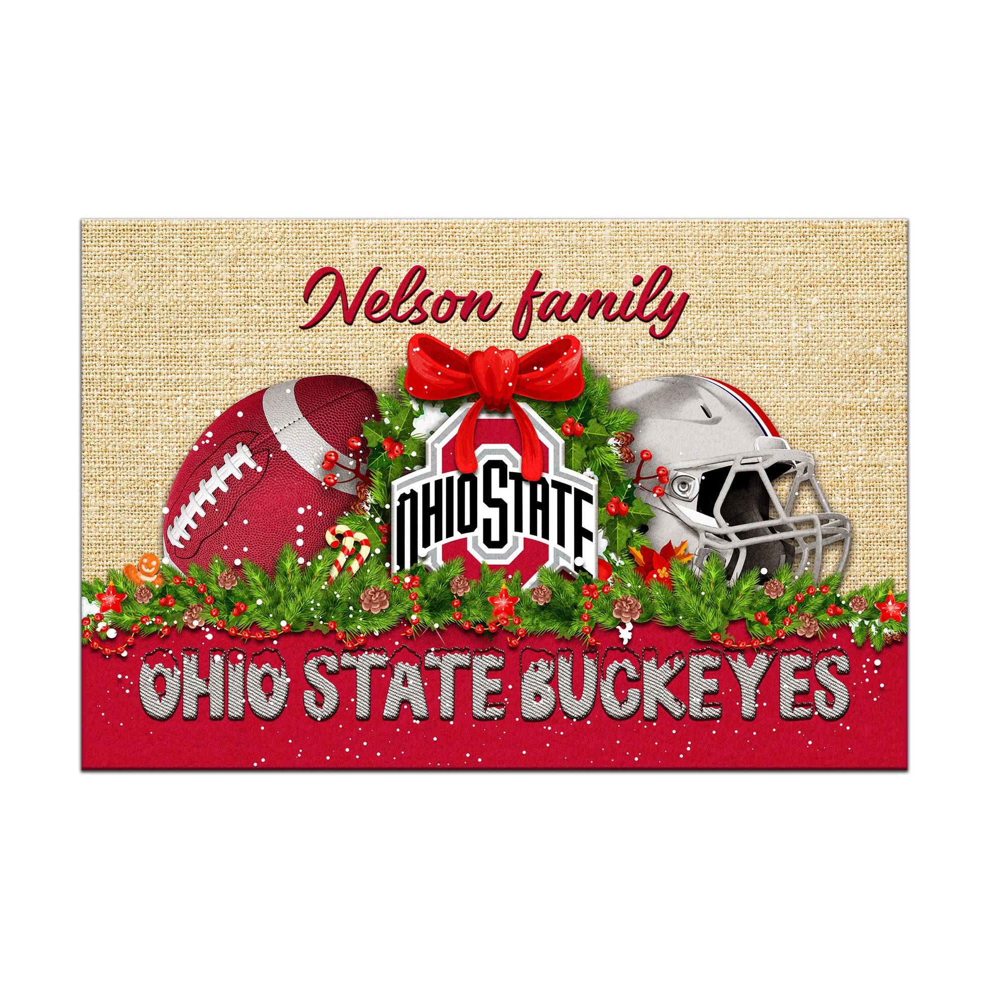 Ohio State Buckeyes Doormat Personalized Your Name, Sport Team Doormat, Christmas Gifts For Football Fan, Home Decor ETHY-52726