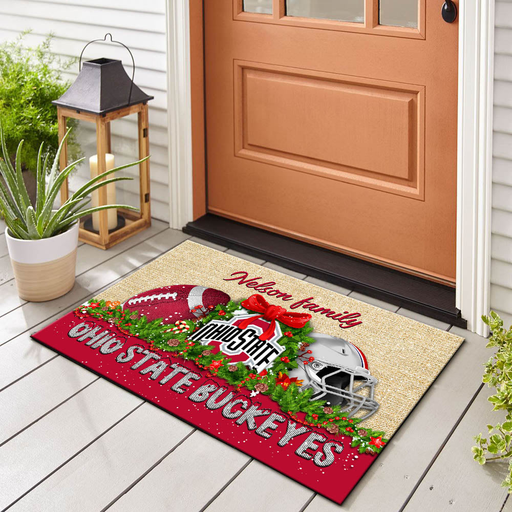 Ohio State Buckeyes Doormat Personalized Your Name, Sport Team Doormat, Christmas Gifts For Football Fan, Home Decor ETHY-52726