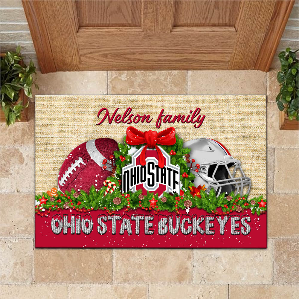 Ohio State Buckeyes Doormat Personalized Your Name, Sport Team Doormat, Christmas Gifts For Football Fan, Home Decor ETHY-52726