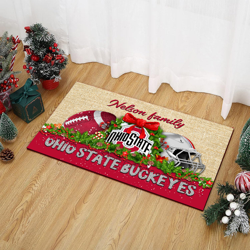 Ohio State Buckeyes Doormat Personalized Your Name, Sport Team Doormat, Christmas Gifts For Football Fan, Home Decor ETHY-52726