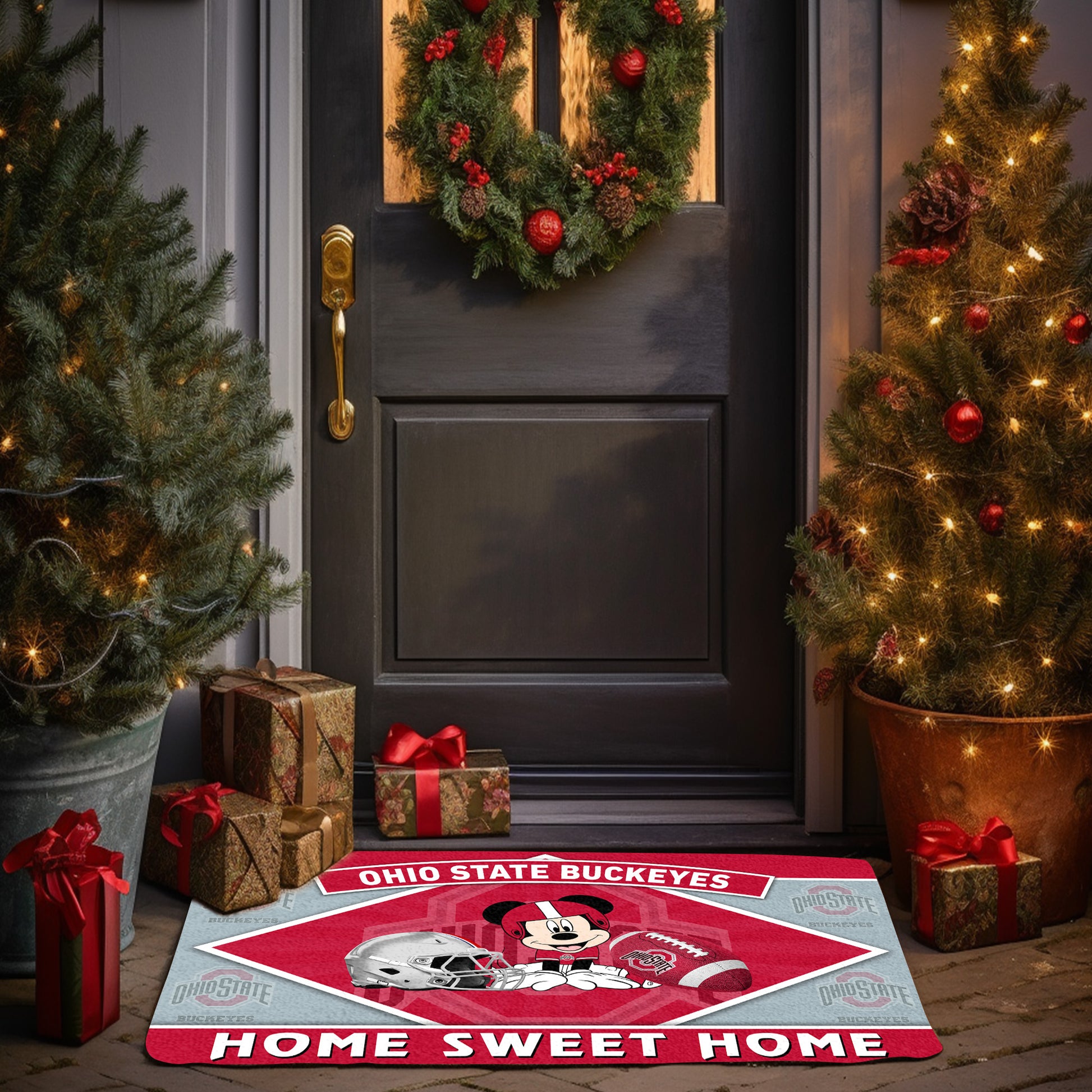 Ohio State Buckeyes Doormat, Sport Team And MK Doormat, FootBall Fan Gifts