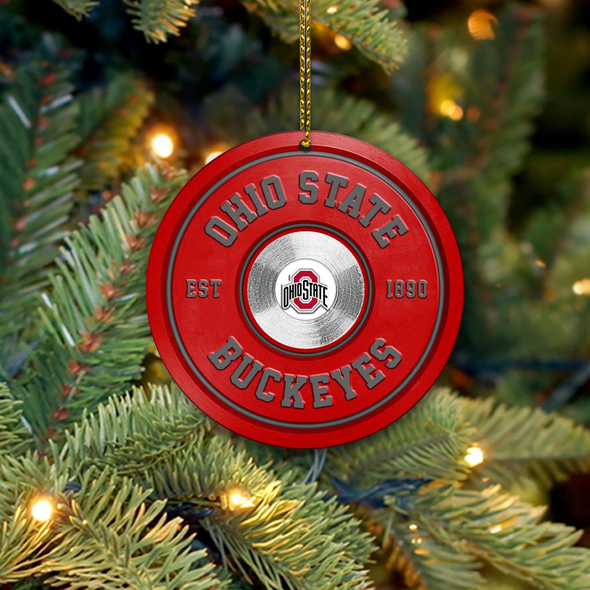 Ohio State Buckeyes Fitness Circle Aluminium Ornament 2 Side Trending New Arrivals H52883 ETUG311023