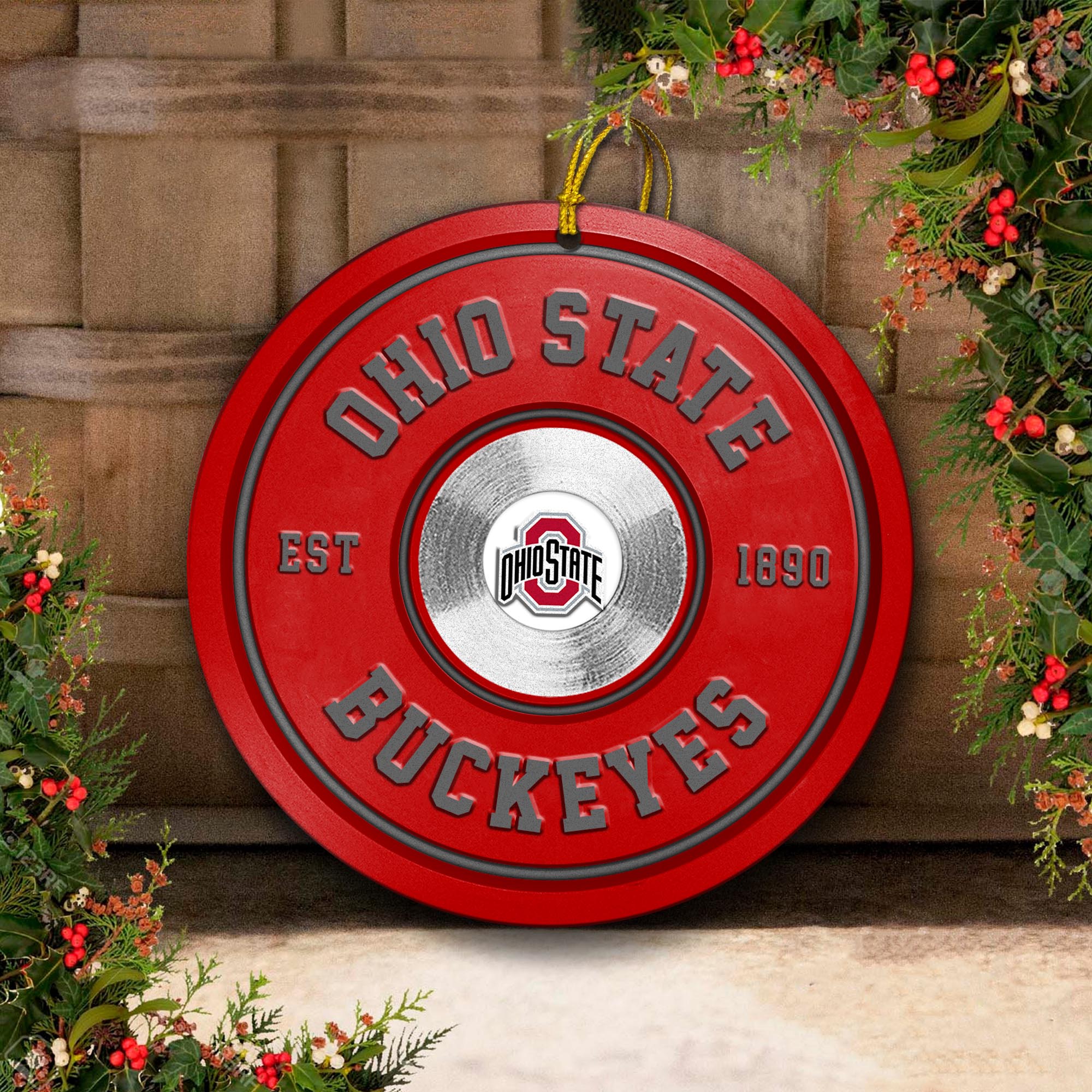 Ohio State Buckeyes Fitness Circle Aluminium Ornament 2 Side Trending New Arrivals H52883 ETUG311023