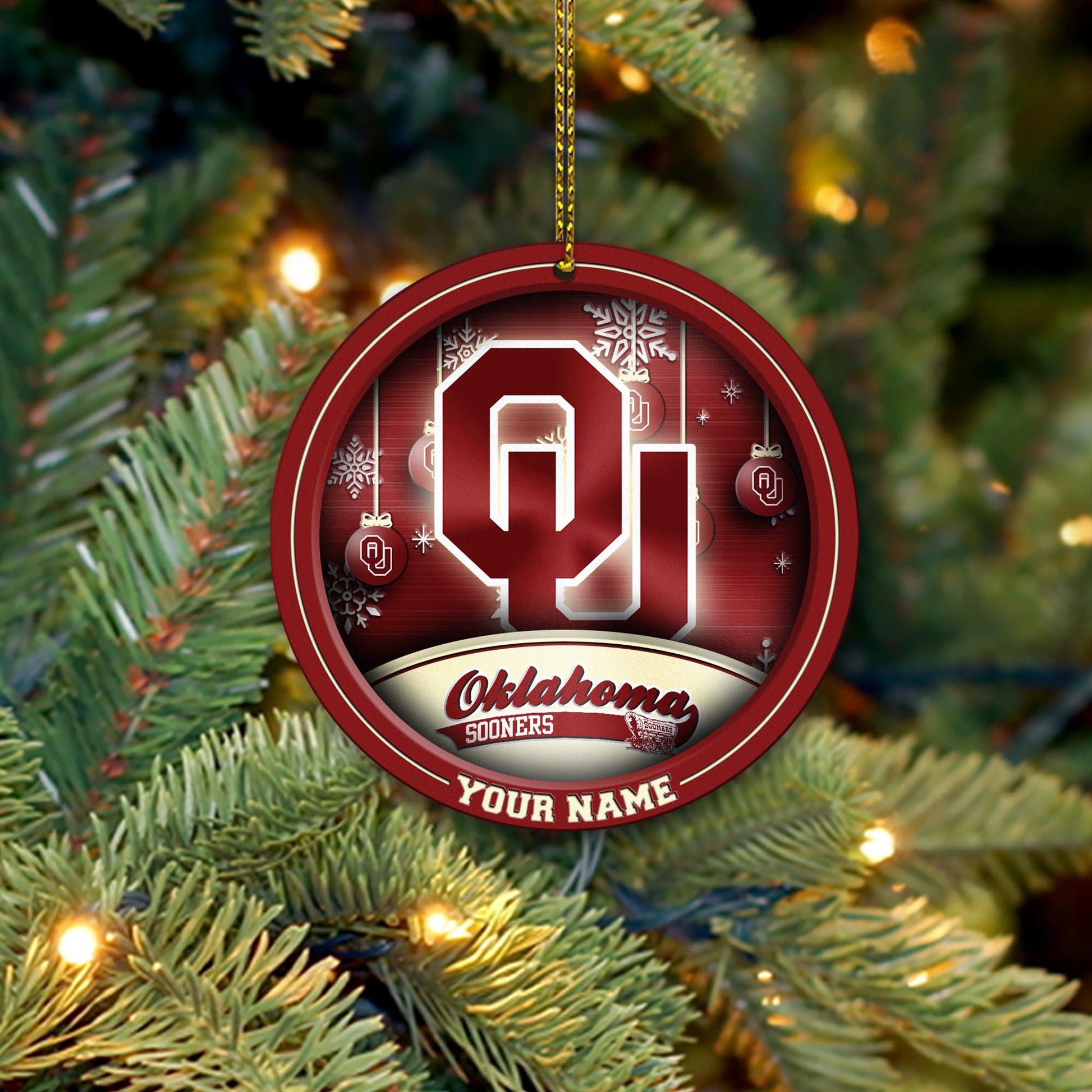 Oklahoma Sooners Circle Aluminium Custom Ornament 2 Side Trending New Arrivals H52912 ETUG311023