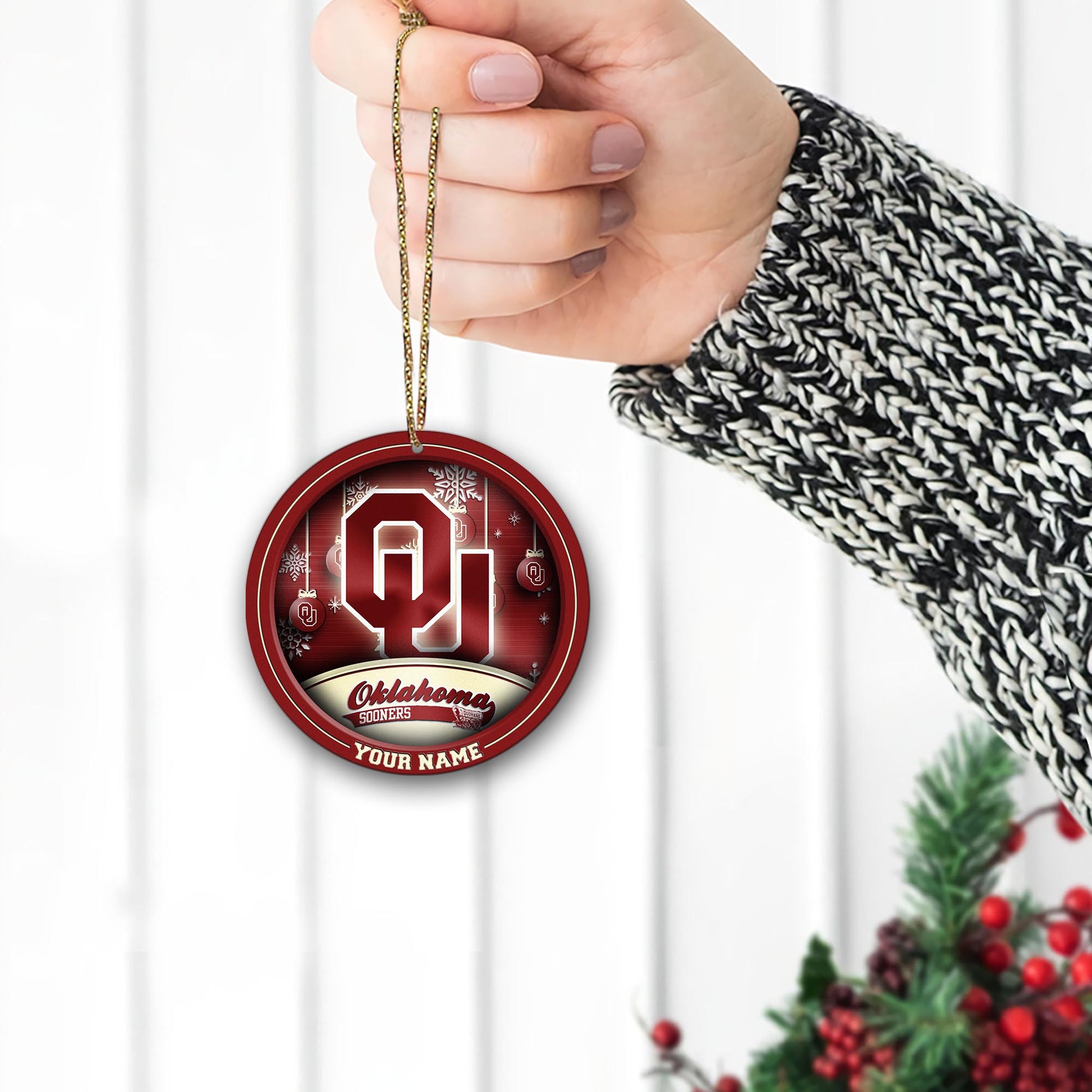 Oklahoma Sooners Circle Aluminium Custom Ornament 2 Side Trending New Arrivals H52912 ETUG311023