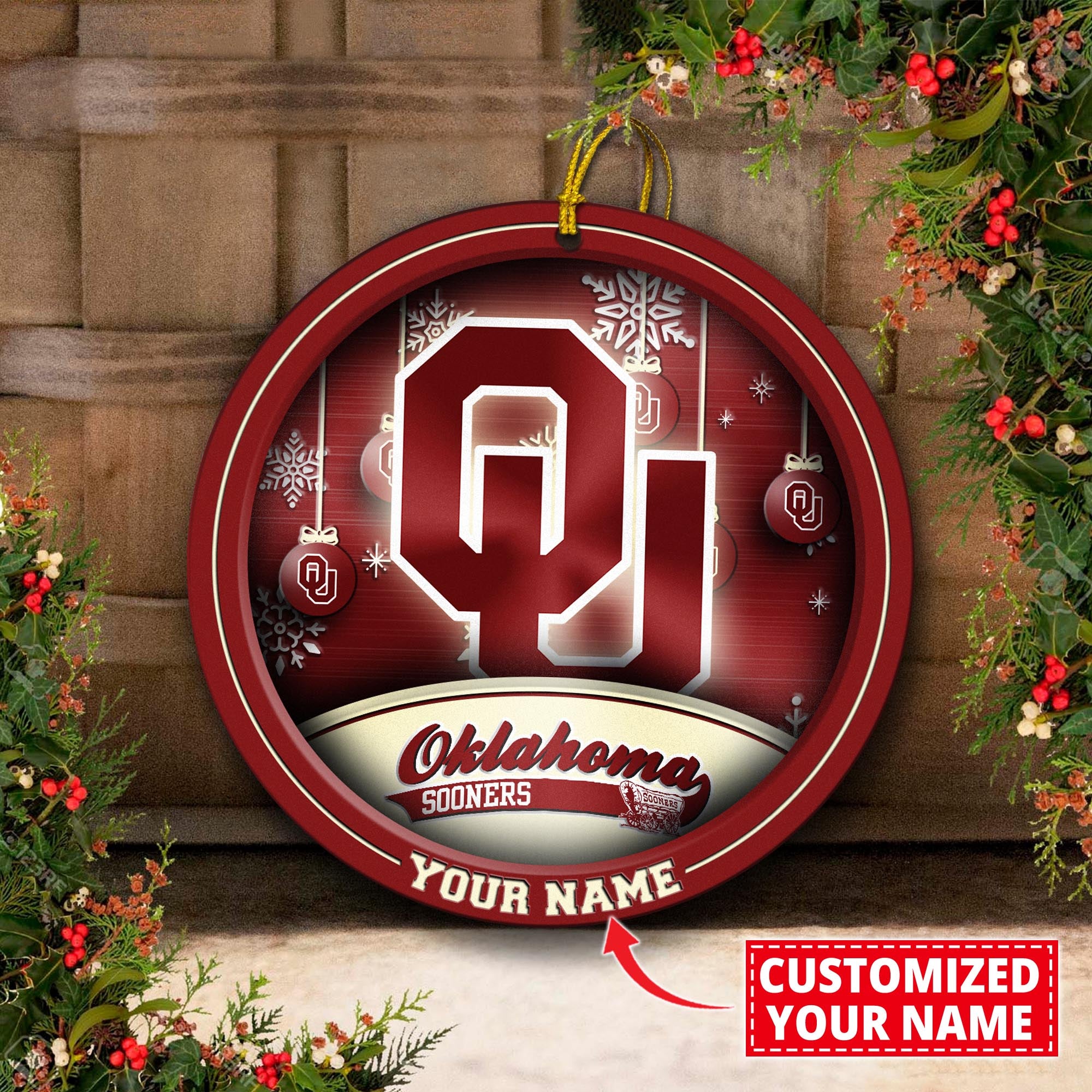 Oklahoma Sooners Circle Aluminium Custom Ornament 2 Side Trending New Arrivals H52912 ETUG311023