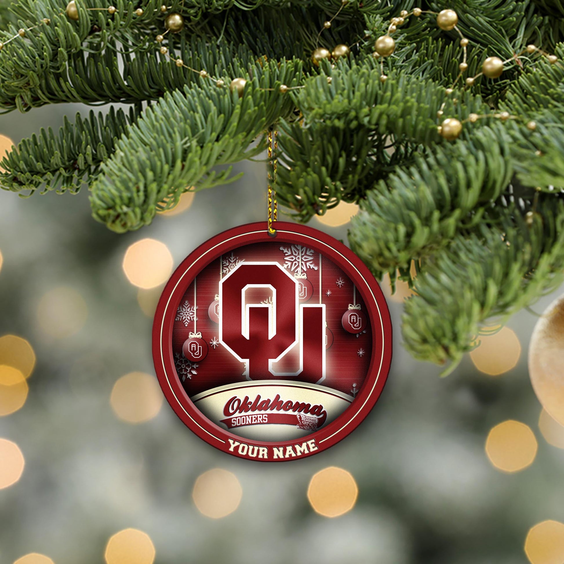 Oklahoma Sooners Circle Aluminium Custom Ornament 2 Side Trending New Arrivals H52912 ETUG311023