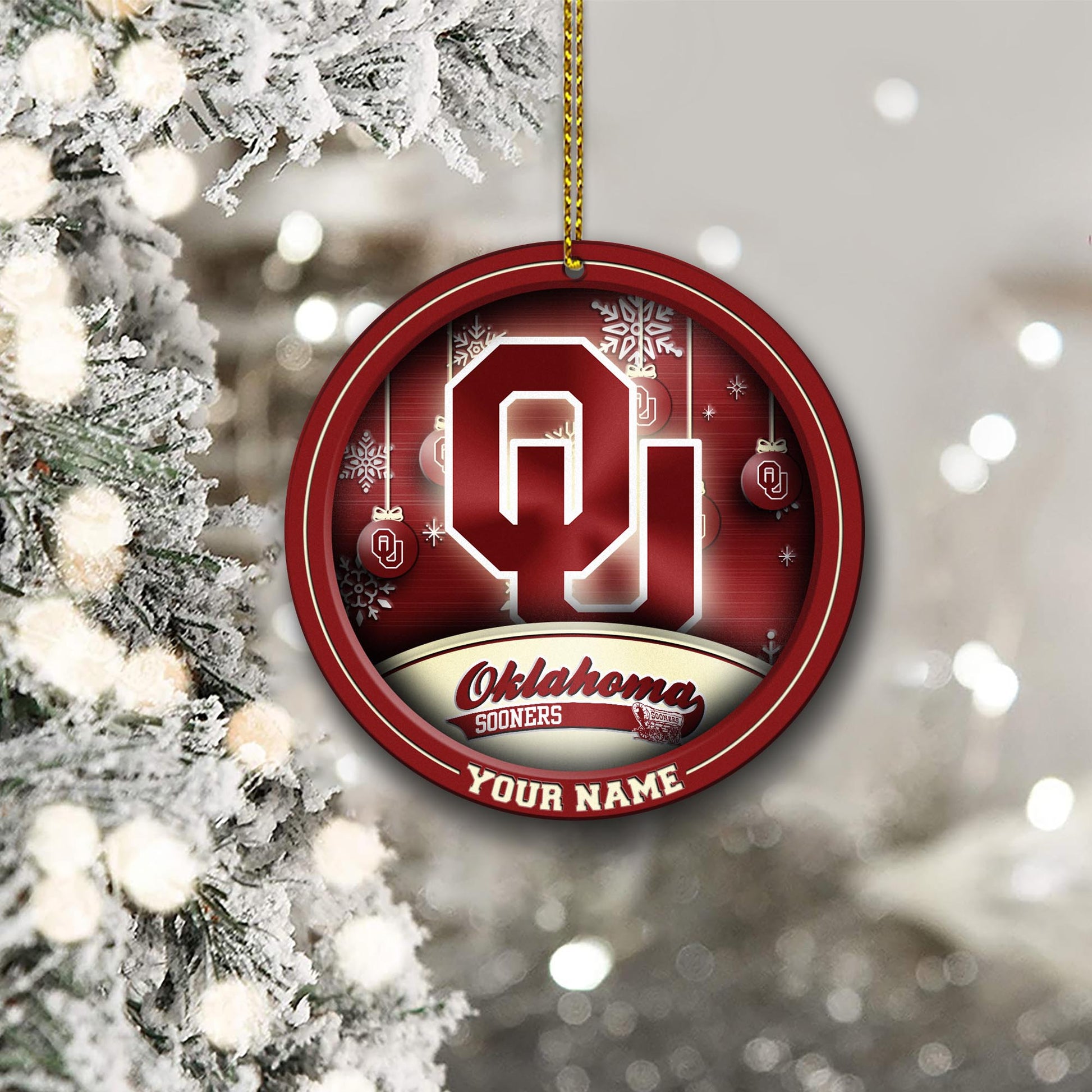 Oklahoma Sooners Circle Aluminium Custom Ornament 2 Side Trending New Arrivals H52912 ETUG311023