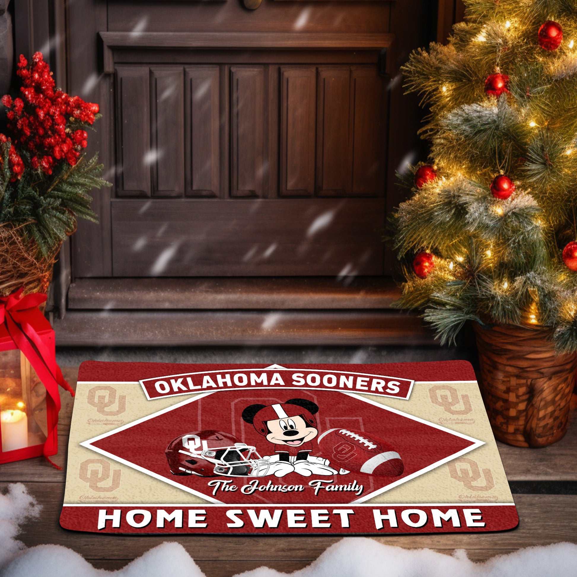Oklahoma Sooners Doormat Custom Your Family Name, Sport Team And MK Doormat, FootBall Fan Gifts EHIVM-52722