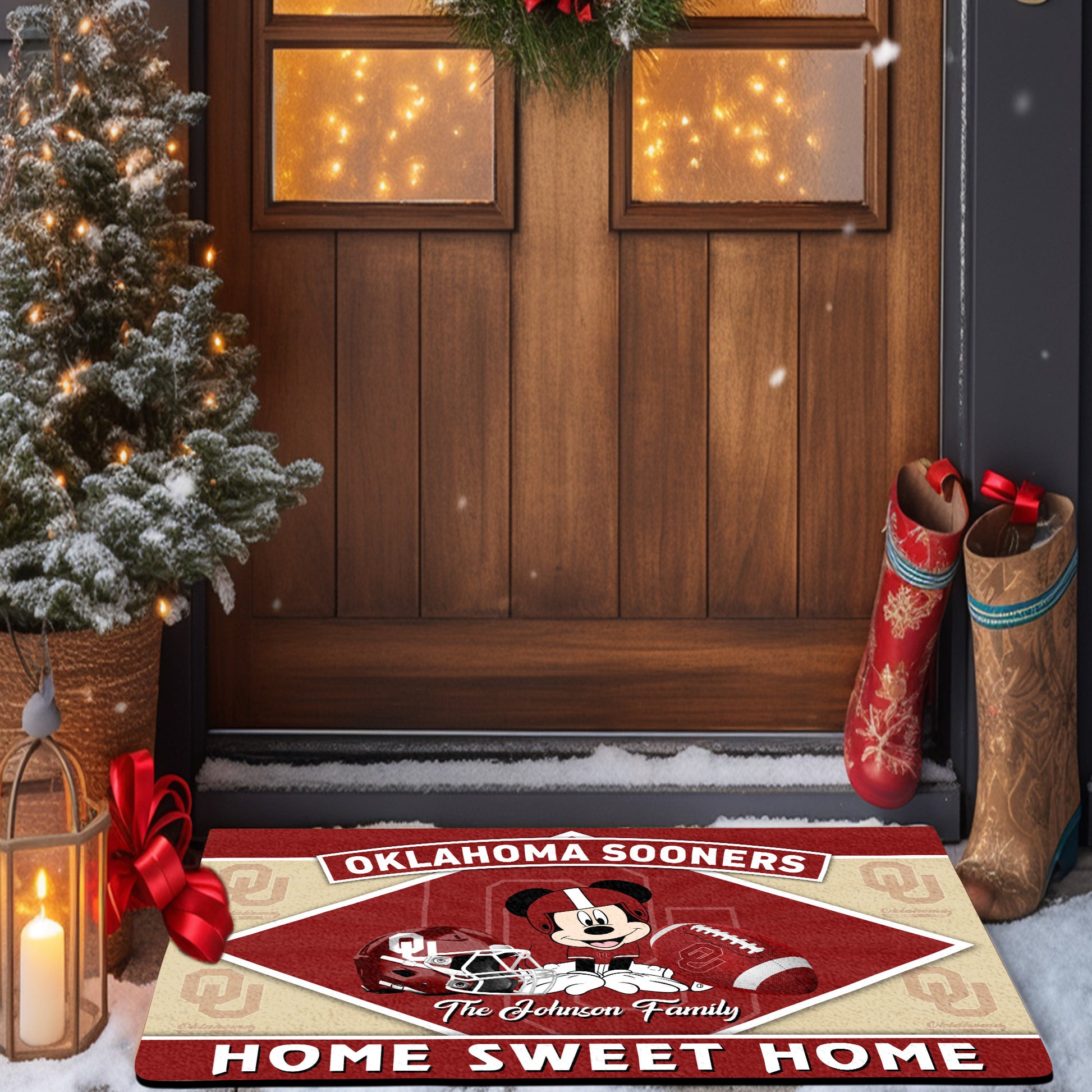 Oklahoma Sooners Doormat Custom Your Family Name, Sport Team And MK Doormat, FootBall Fan Gifts EHIVM-52722