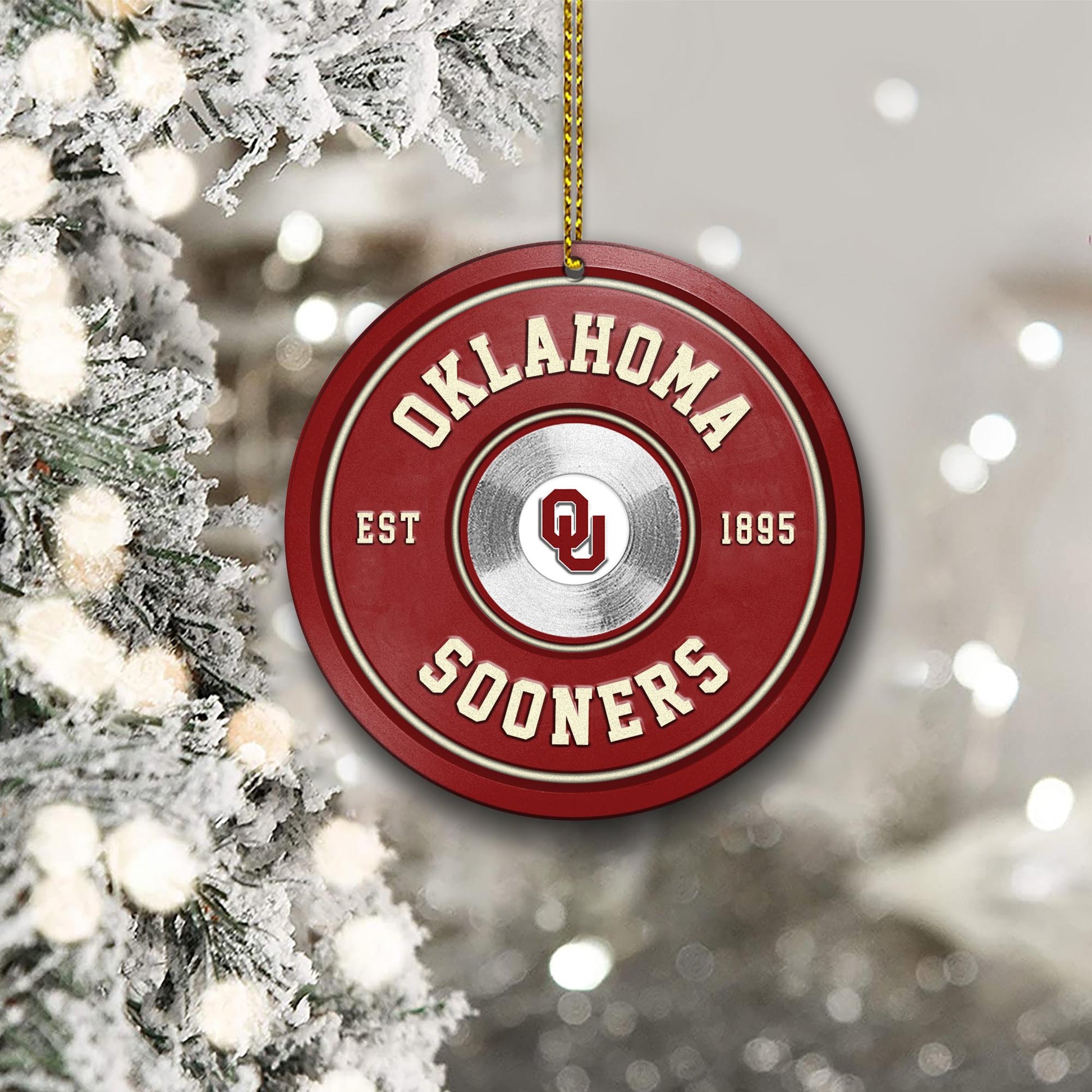 Oklahoma Sooners Fitness Circle Aluminium Ornament 2 Side Trending New Arrivals H52883 ETUG311023
