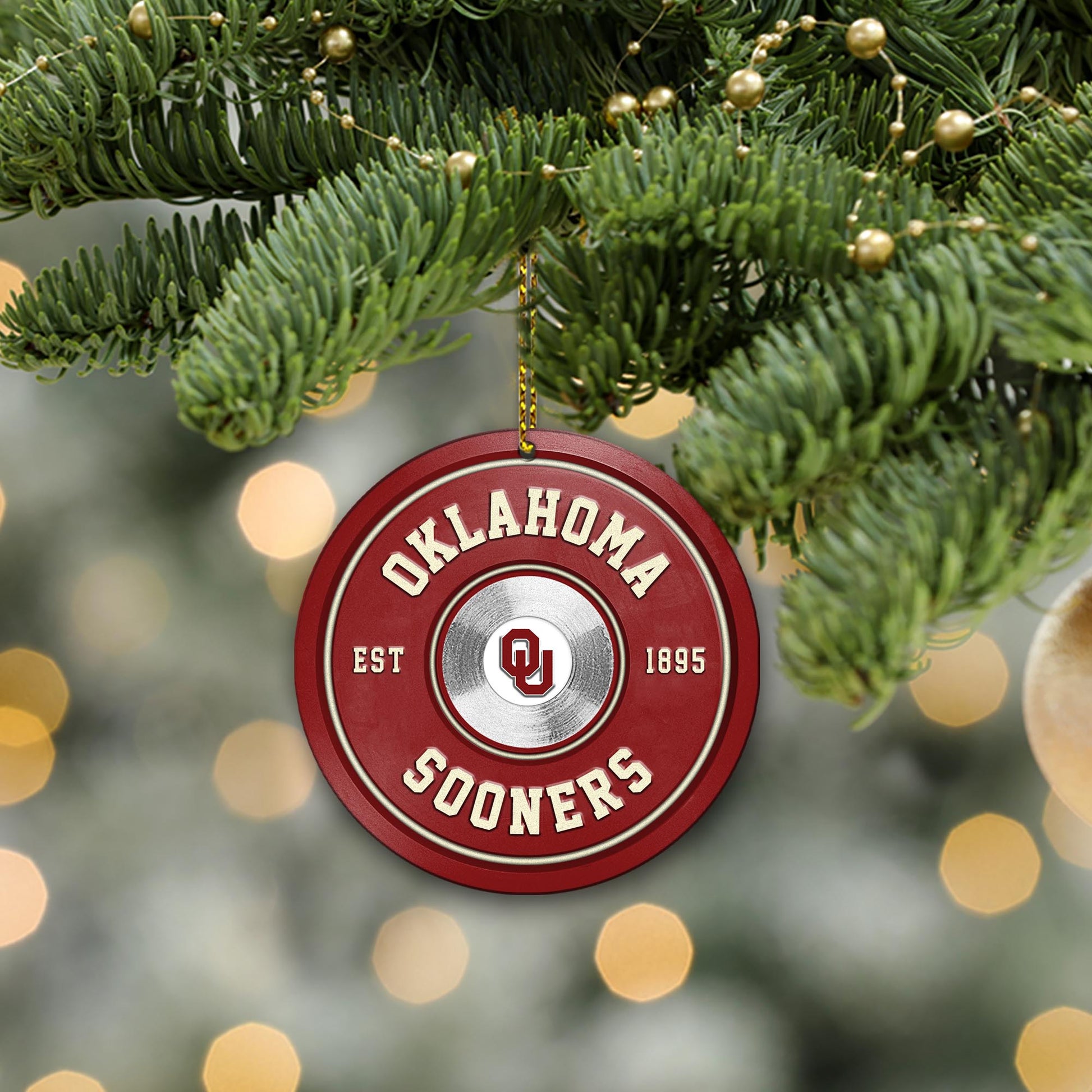 Oklahoma Sooners Fitness Circle Aluminium Ornament 2 Side Trending New Arrivals H52883 ETUG311023