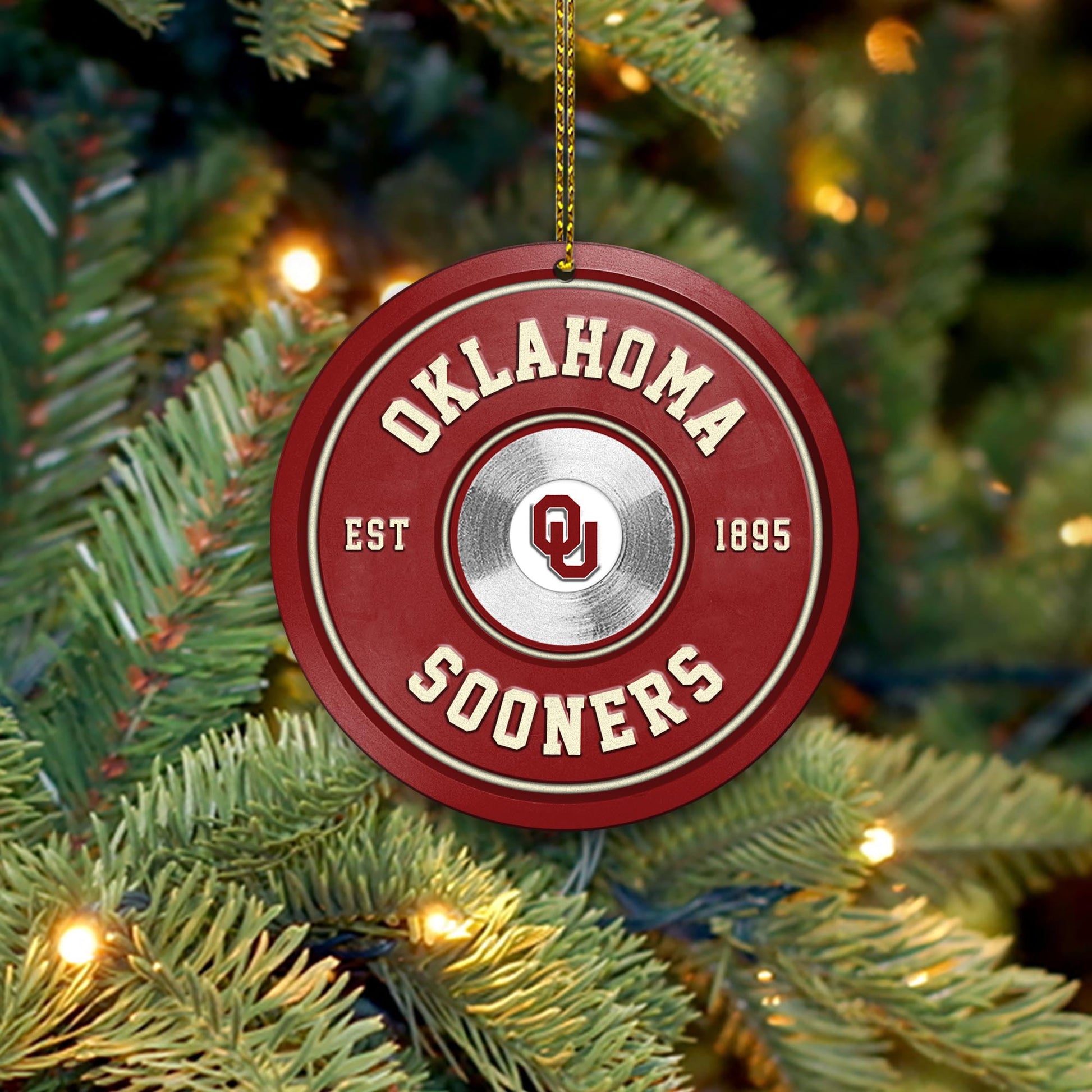 Oklahoma Sooners Fitness Circle Aluminium Ornament 2 Side Trending New Arrivals H52883 ETUG311023