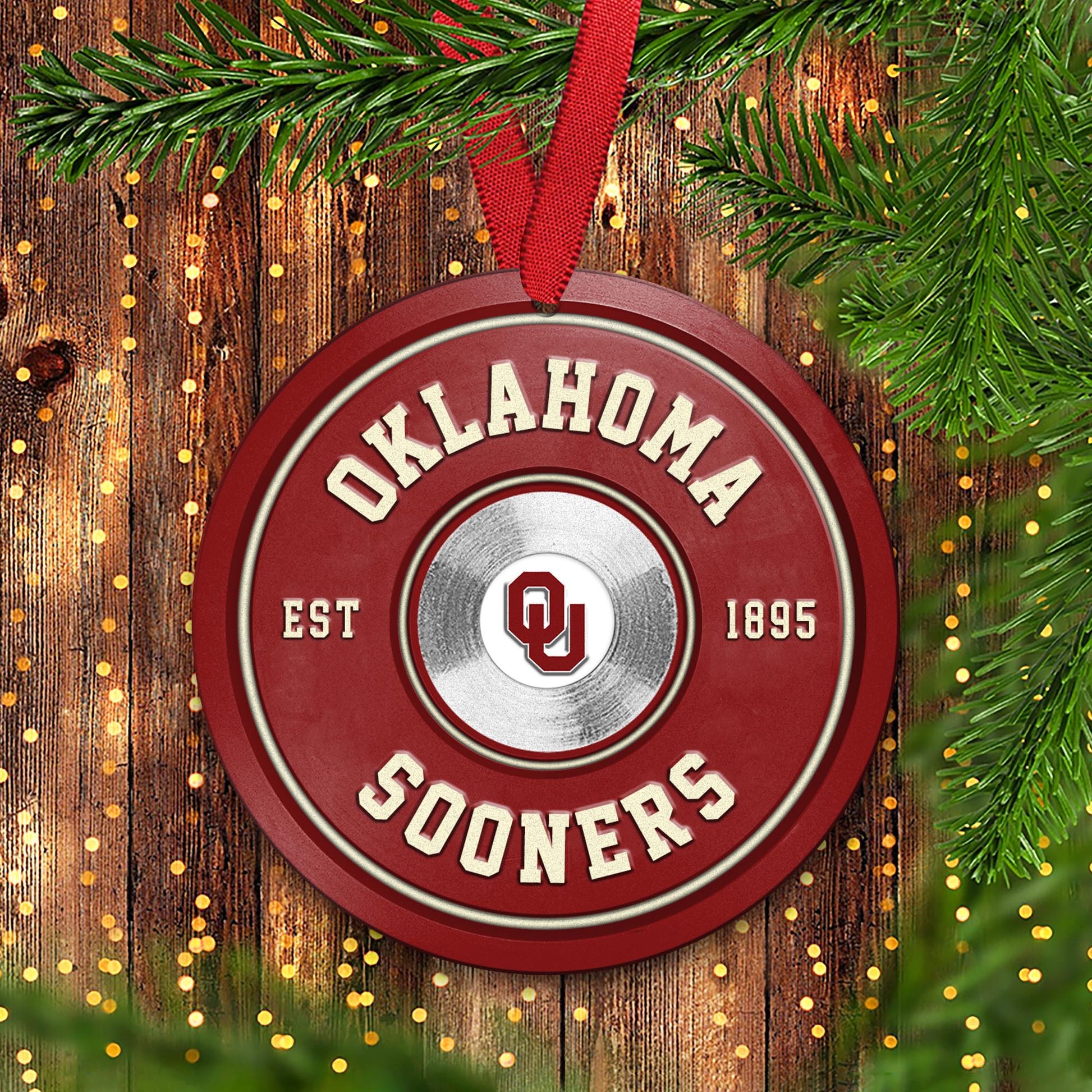 Oklahoma Sooners Fitness Circle Aluminium Ornament 2 Side Trending New Arrivals H52883 ETUG311023