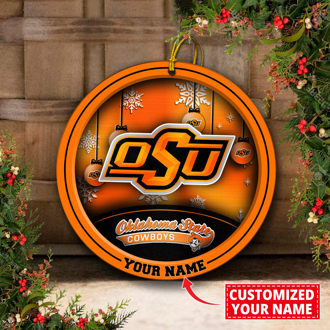 Oklahoma State Cowboys Circle Aluminium Custom Ornament 2 Side Trending New Arrivals H52912 ETUG311023