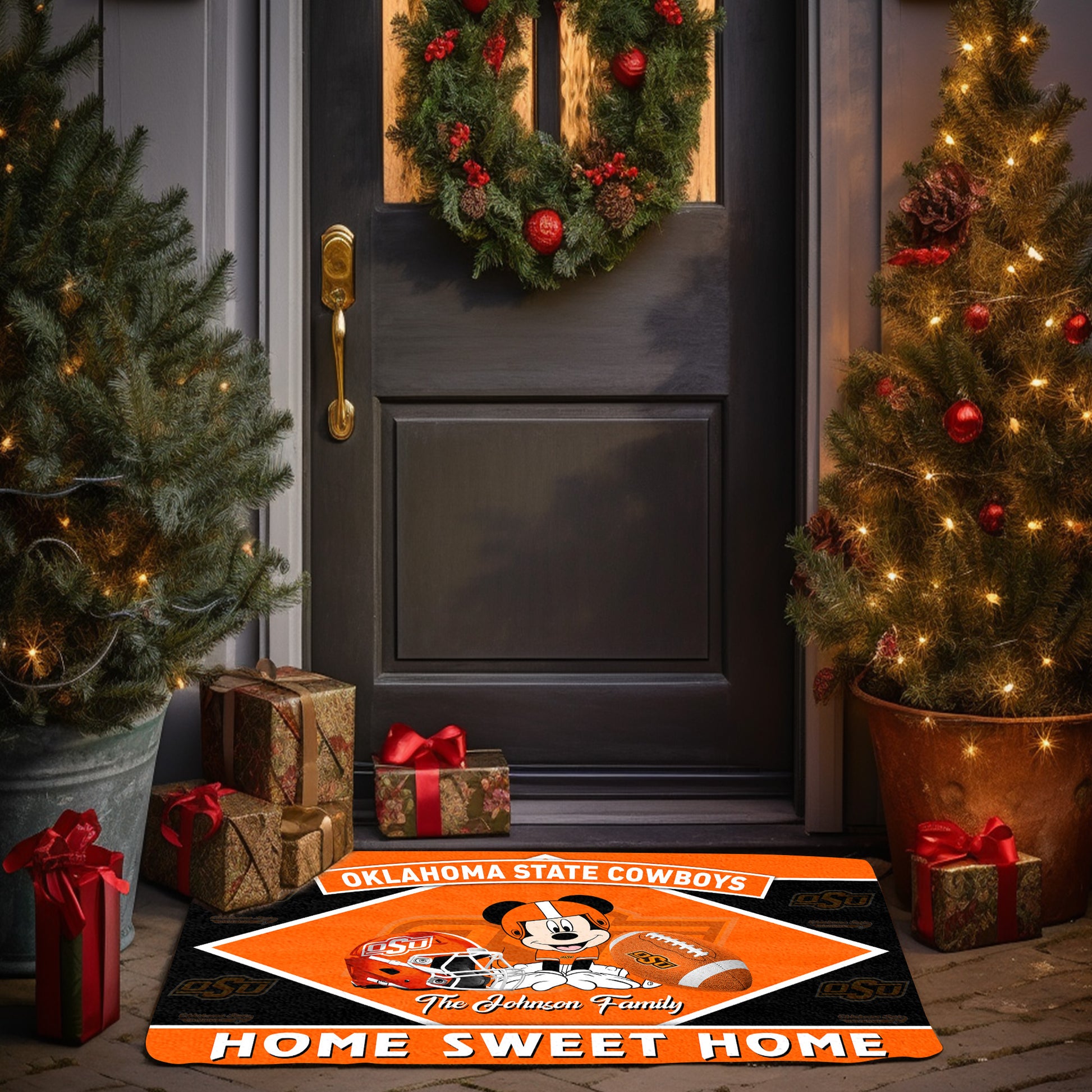 Oklahoma State Cowboys Doormat Custom Your Family Name, Sport Team And MK Doormat, FootBall Fan Gifts EHIVM-52722
