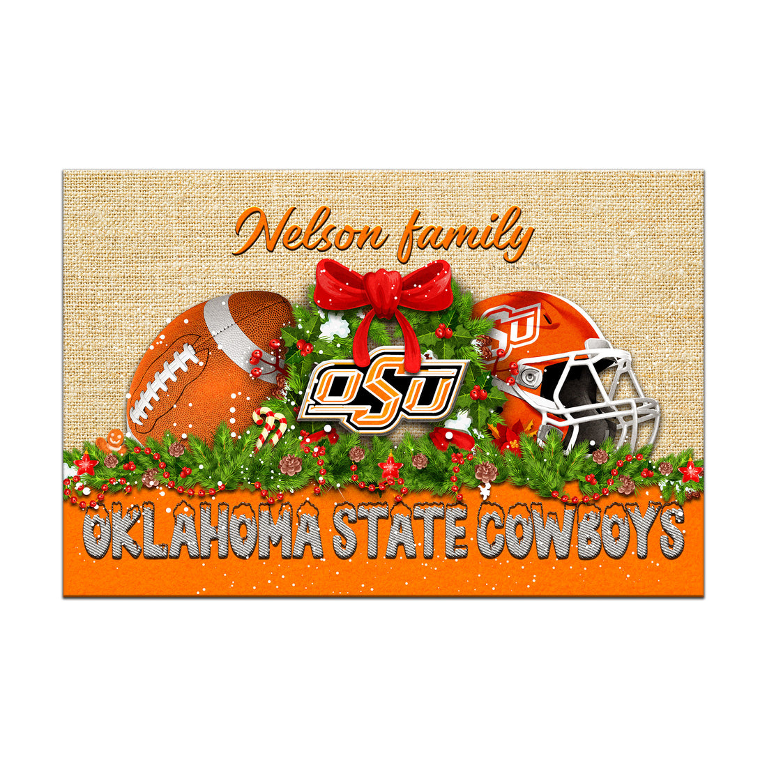 Oklahoma State Cowboys Doormat Personalized Your Name, Sport Team Doormat, Christmas Gifts For Football Fan, Home Decor ETHY-52726