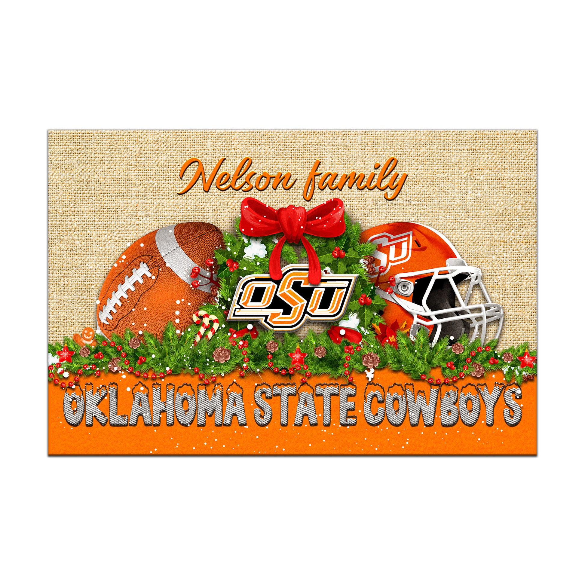 Oklahoma State Cowboys Doormat Personalized Your Name, Sport Team Doormat, Christmas Gifts For Football Fan, Home Decor ETHY-52726