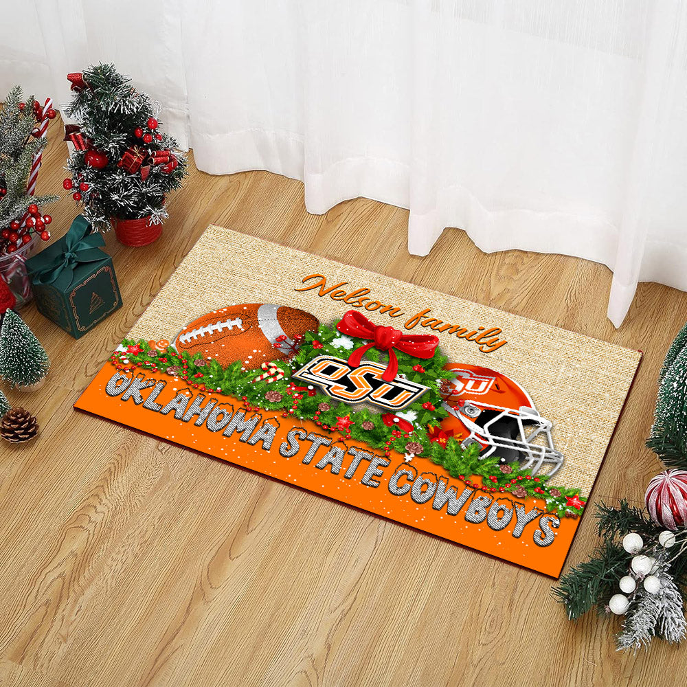 Oklahoma State Cowboys Doormat Personalized Your Name, Sport Team Doormat, Christmas Gifts For Football Fan, Home Decor ETHY-52726