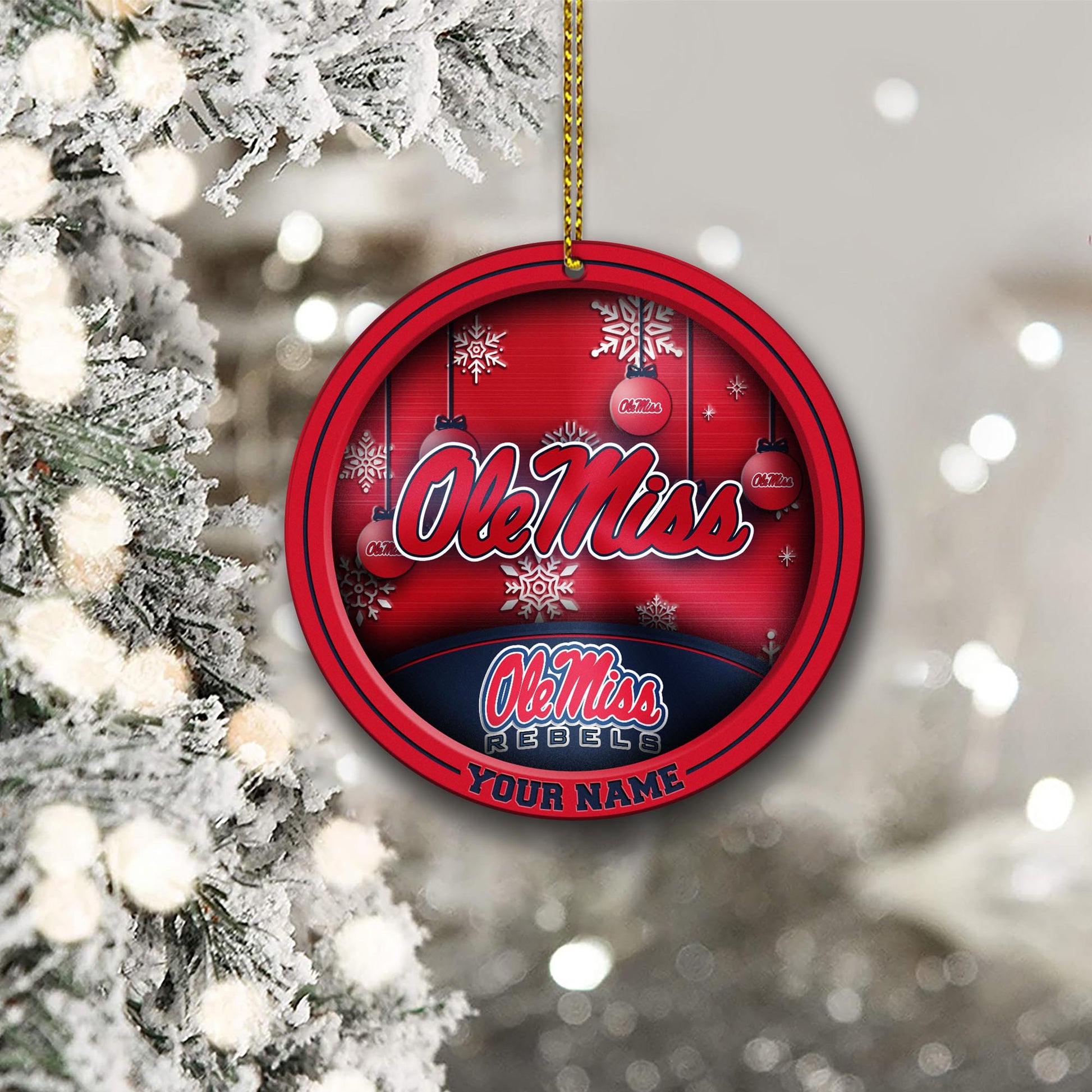 Ole Miss Rebels Circle Aluminium Custom Ornament 2 Side Trending New Arrivals H52912 ETUG311023