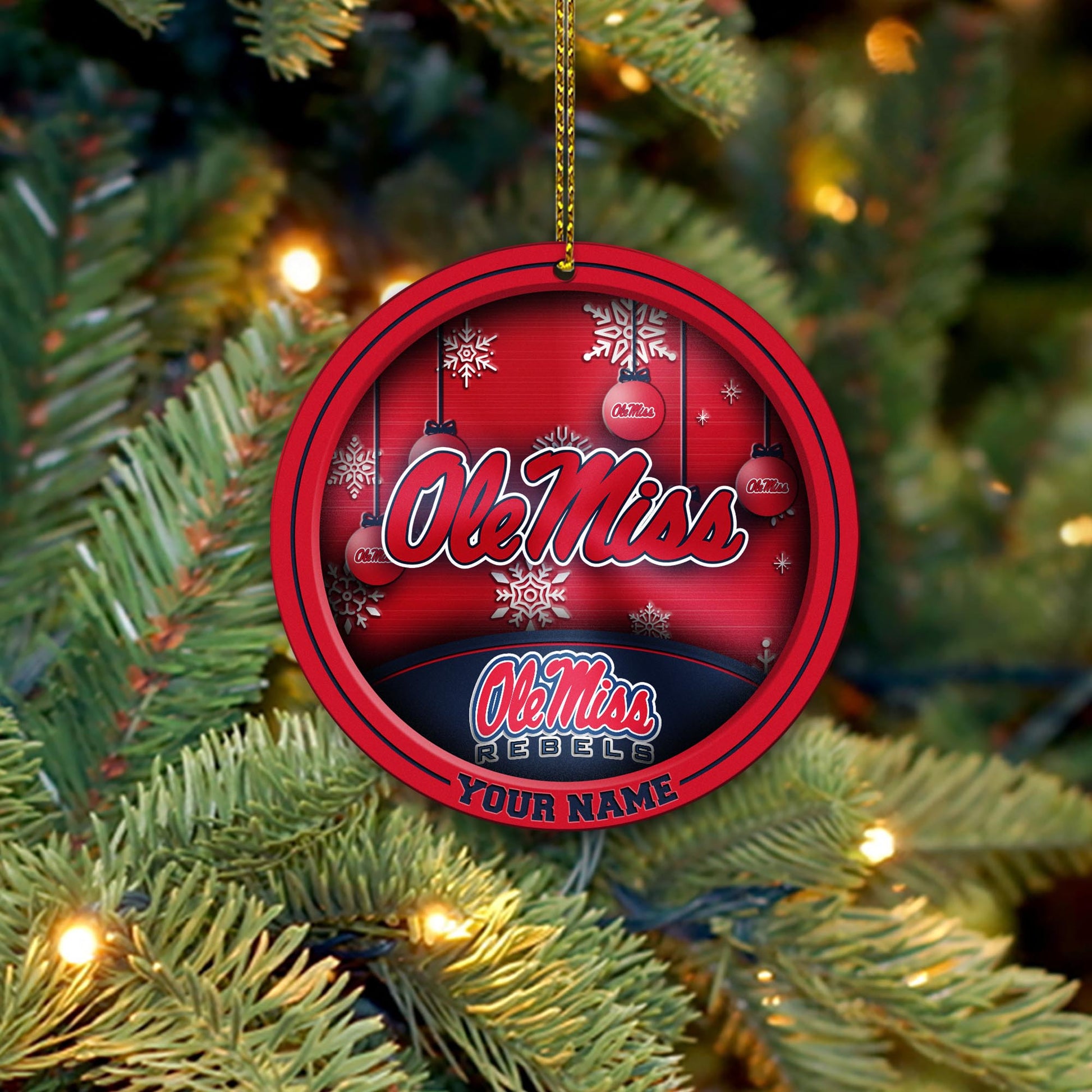 Ole Miss Rebels Circle Aluminium Custom Ornament 2 Side Trending New Arrivals H52912 ETUG311023
