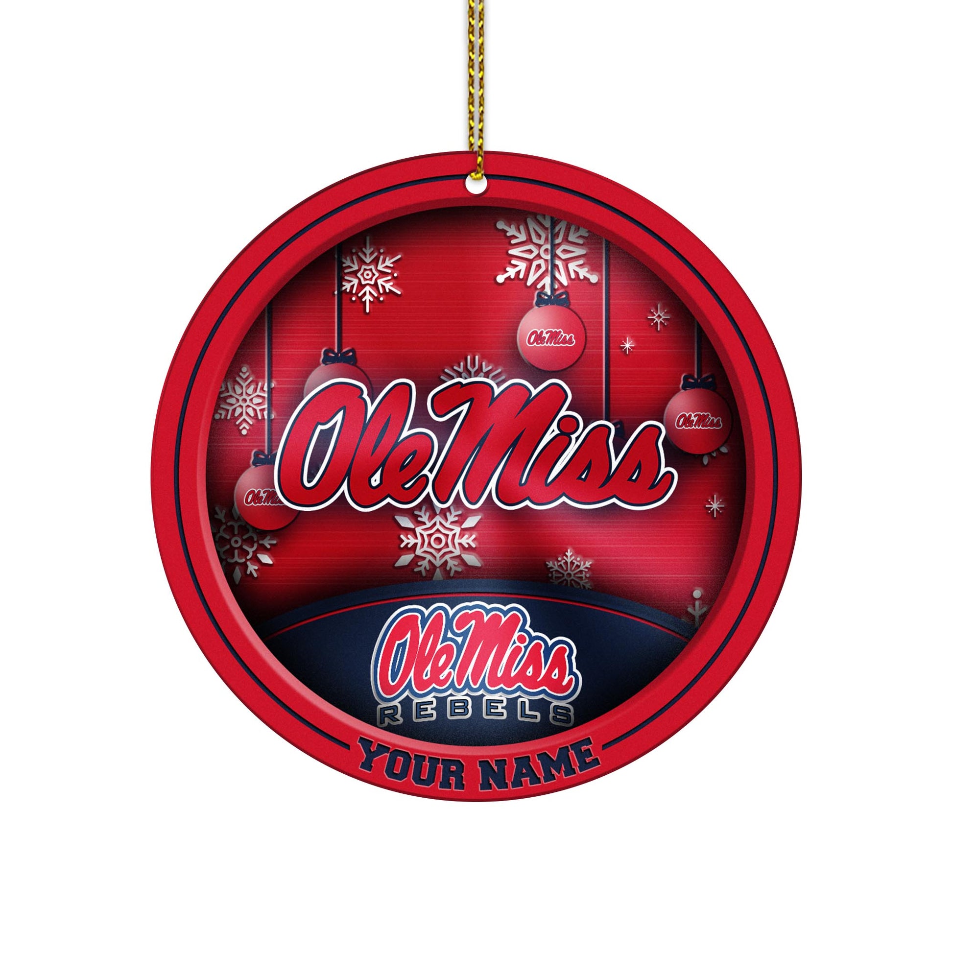 Ole Miss Rebels Circle Aluminium Custom Ornament 2 Side Trending New Arrivals H52912 ETUG311023