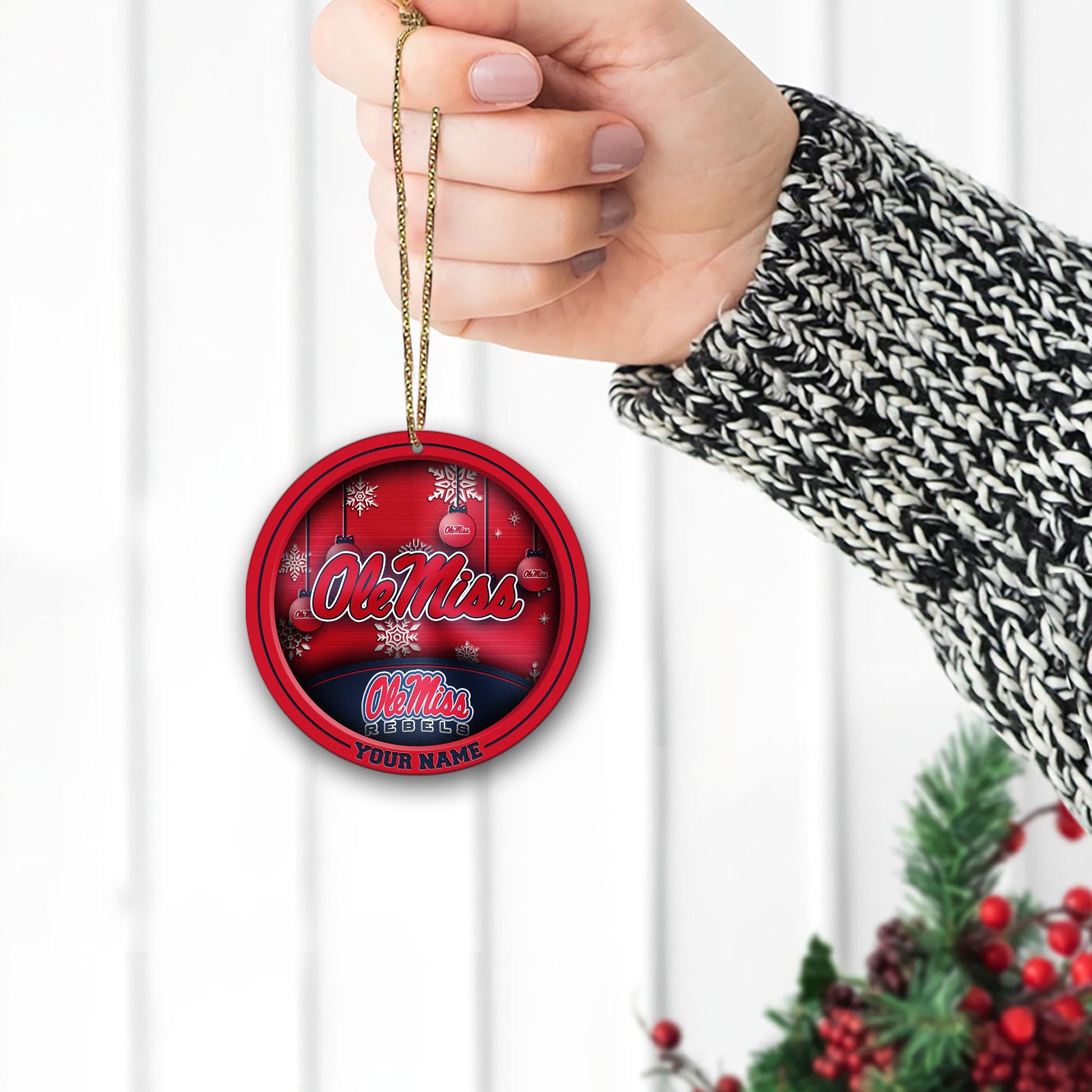 Ole Miss Rebels Circle Aluminium Custom Ornament 2 Side Trending New Arrivals H52912 ETUG311023